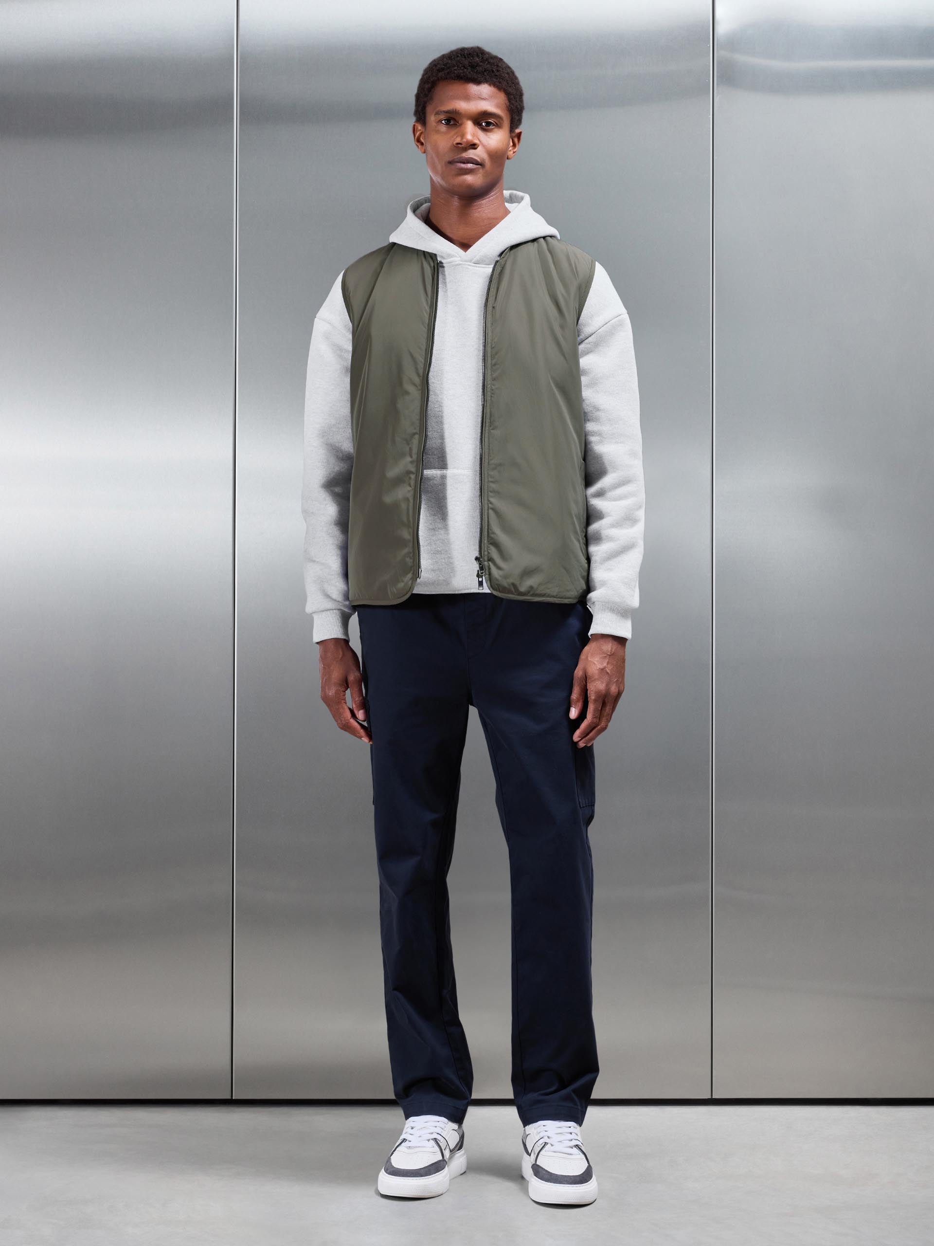 Mens Zip Through Padded Vest in Olive