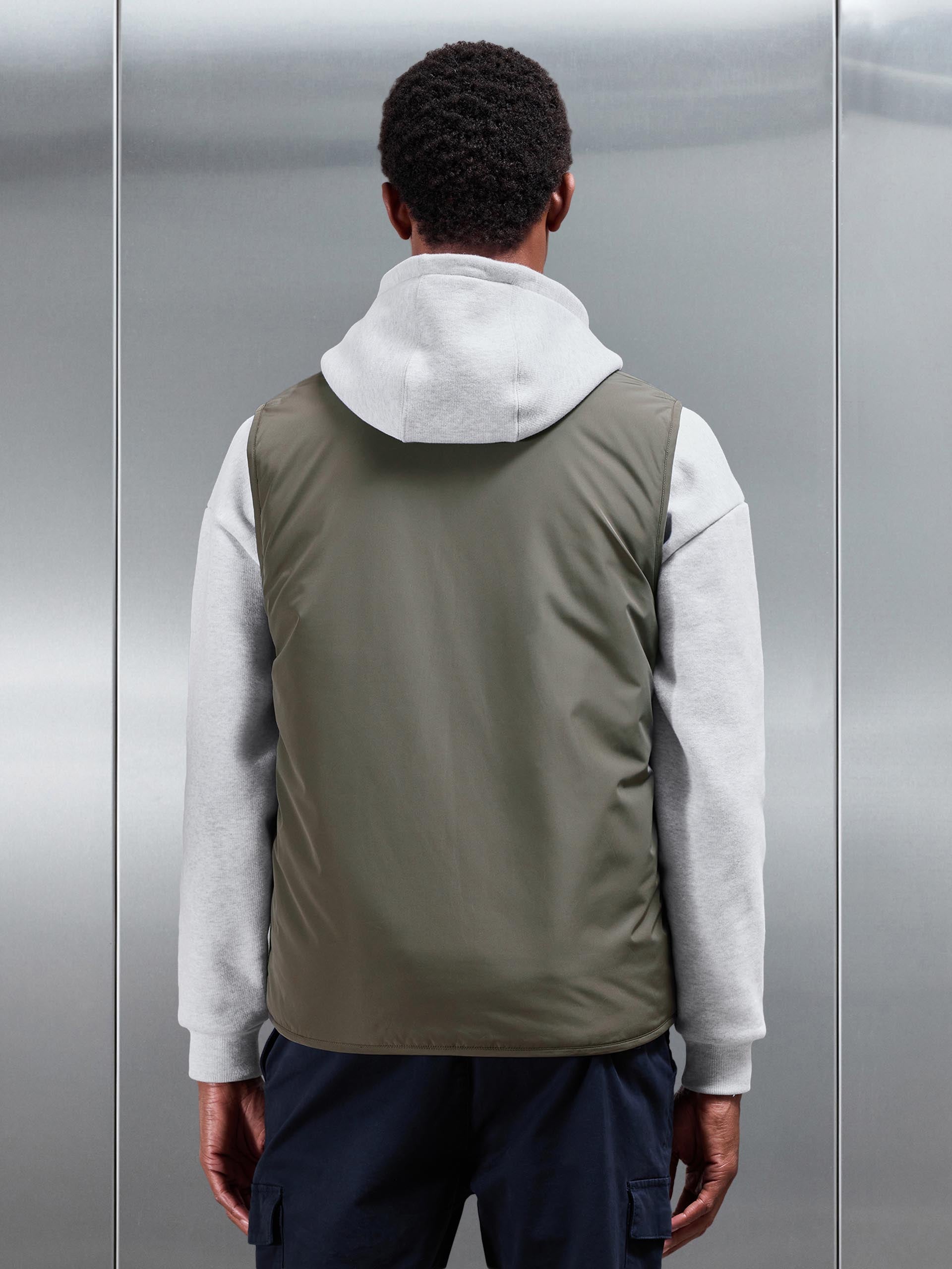 Mens Zip Through Padded Vest in Olive