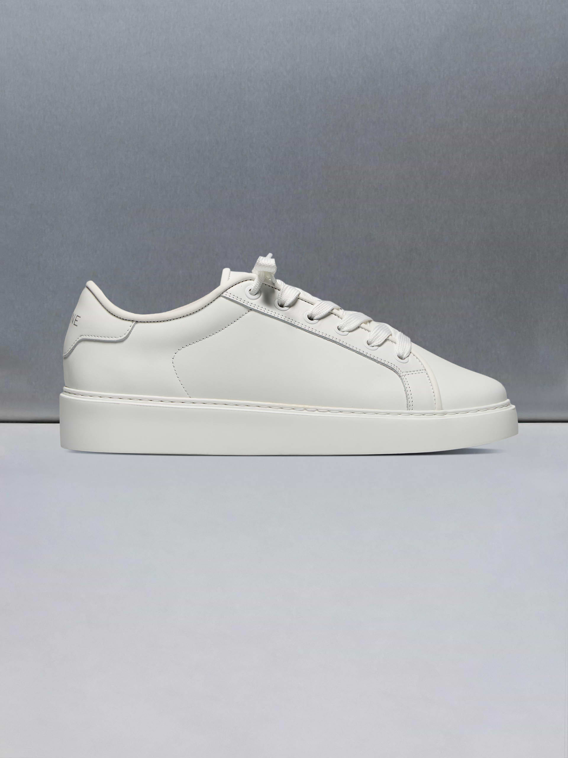 Mid Leather Trainer in Triple White