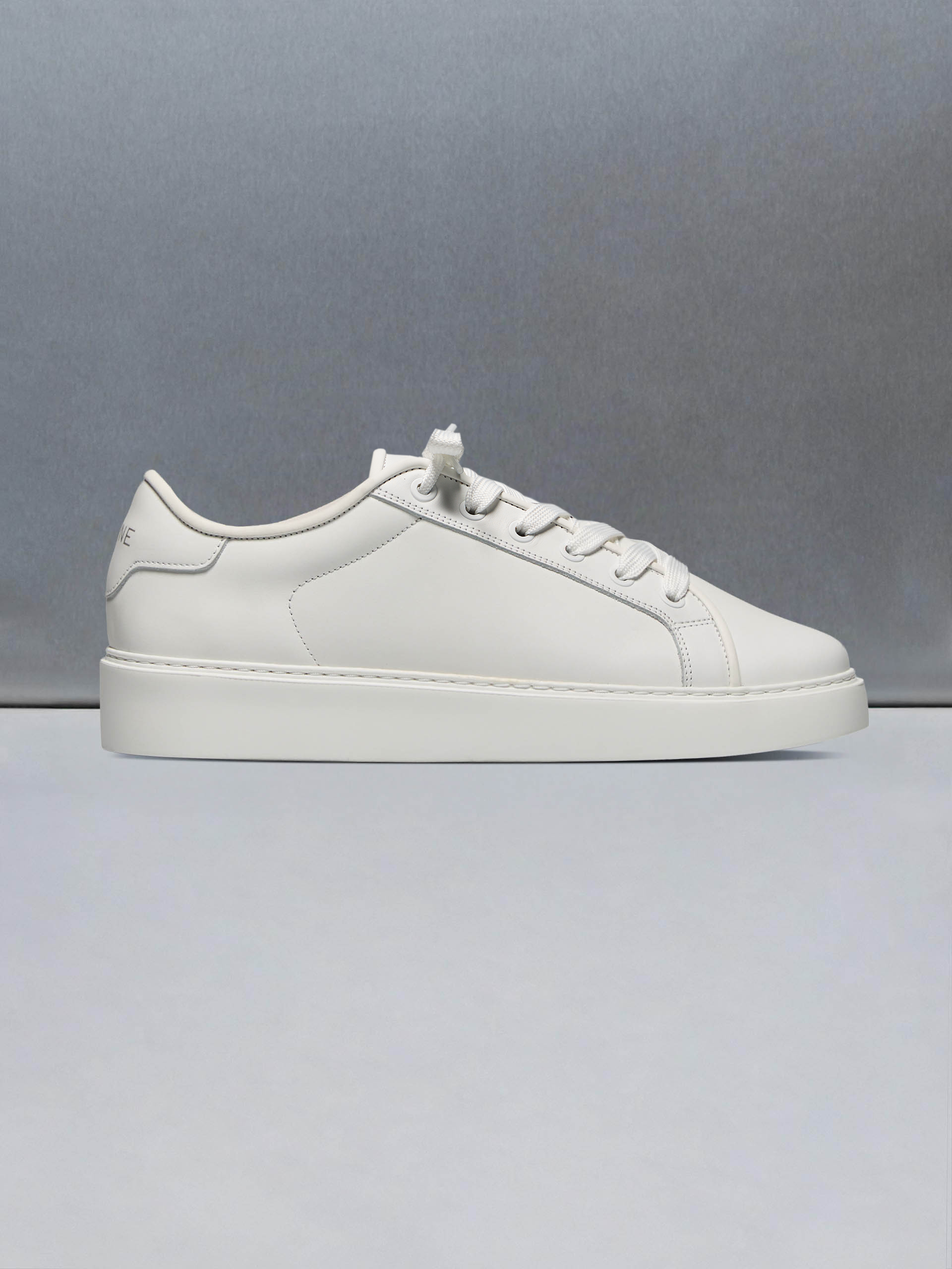 Mid Leather Trainer in Triple White