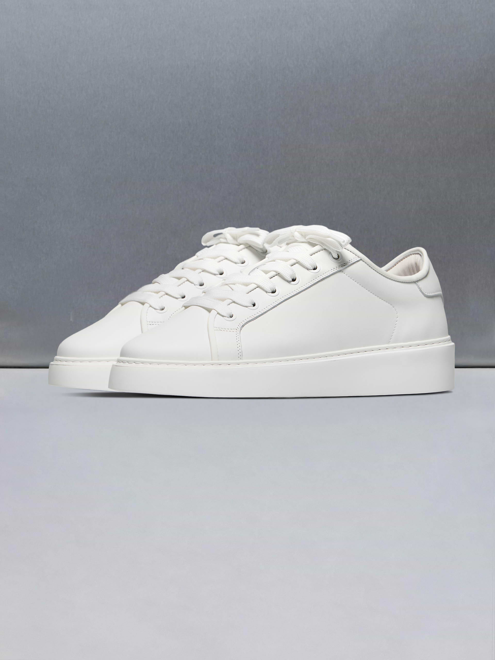 Mid Leather Trainer in Triple White