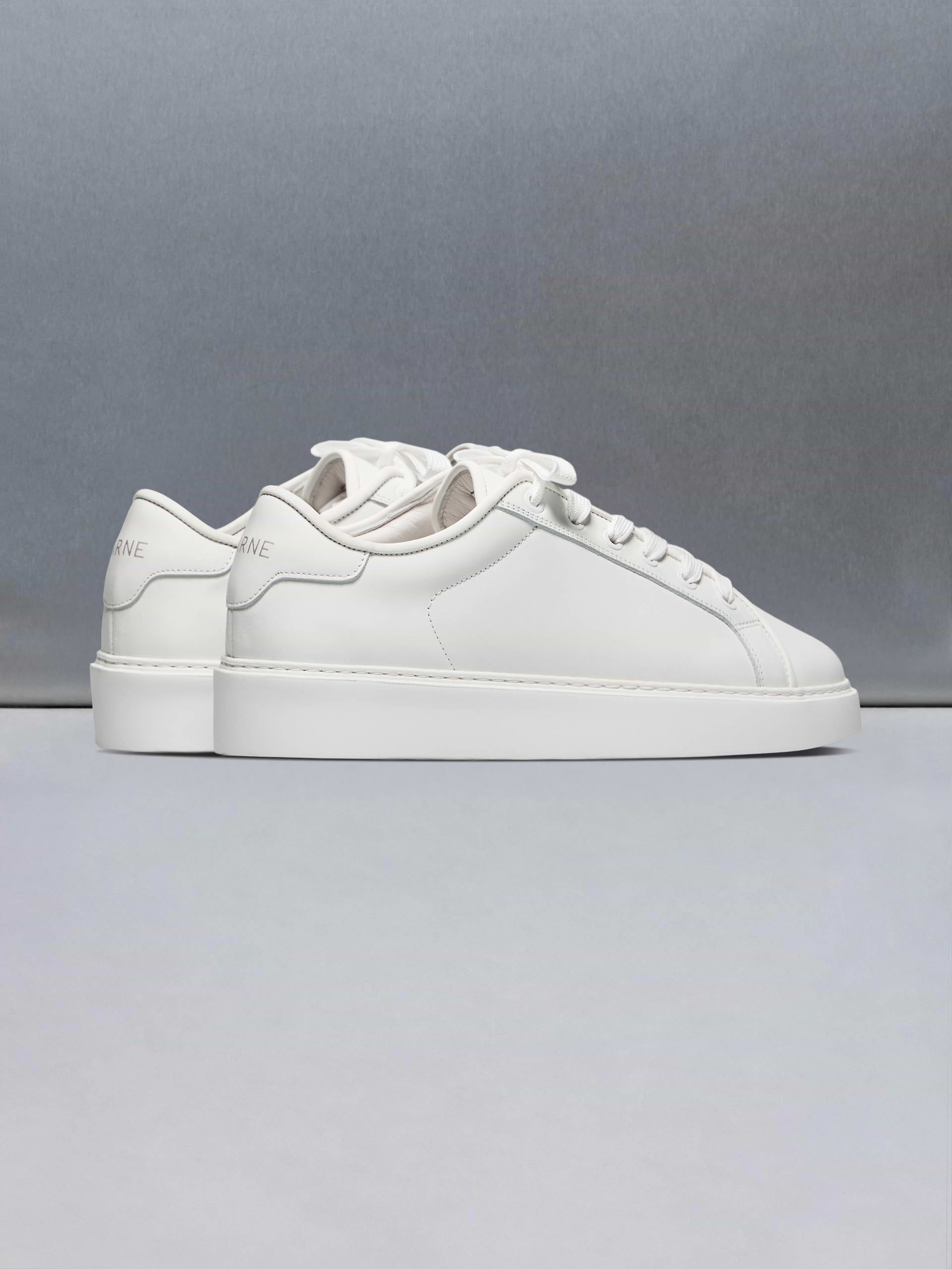 Mid Leather Trainer in Triple White