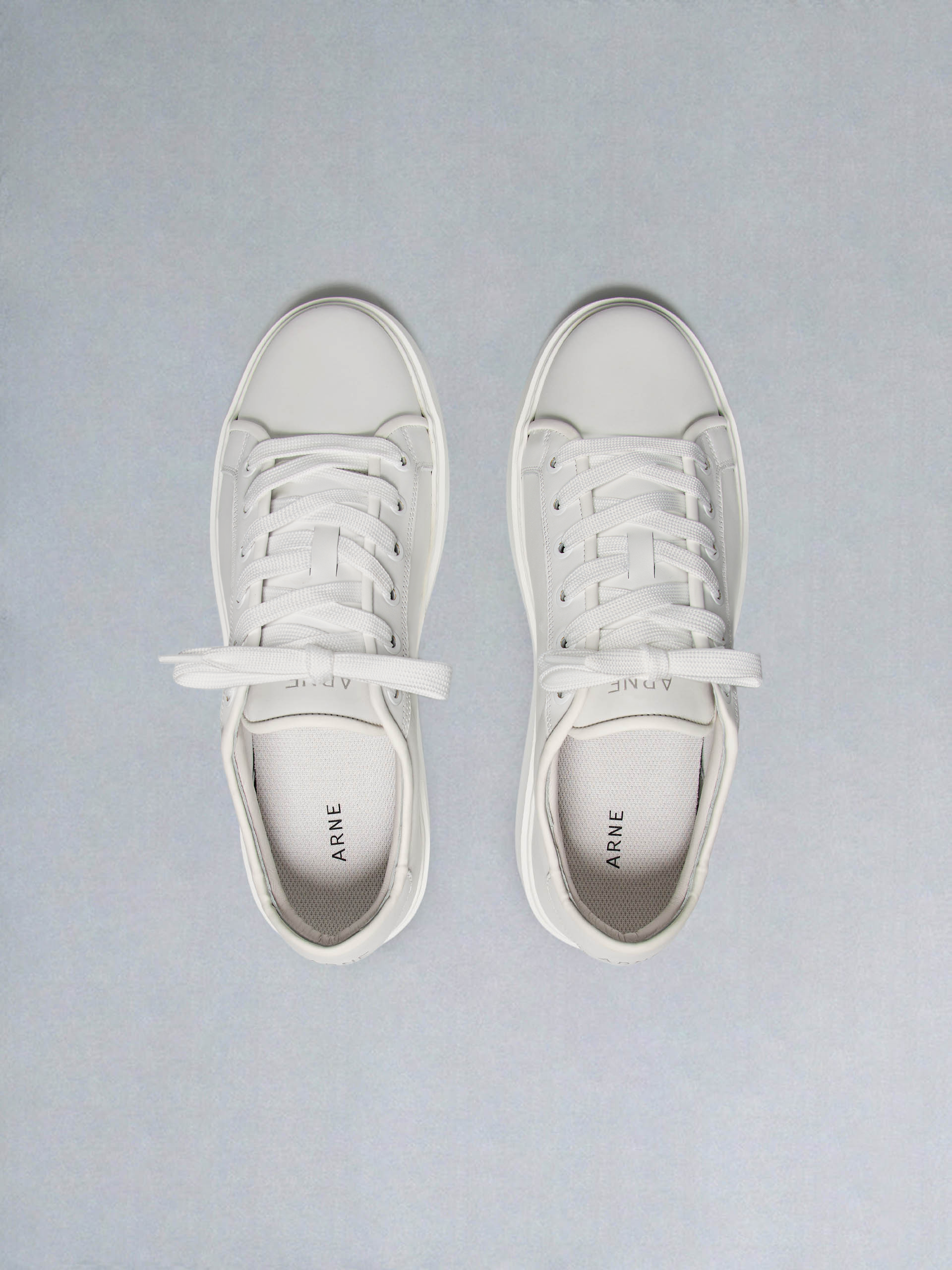 Mid Leather Trainer in Triple White
