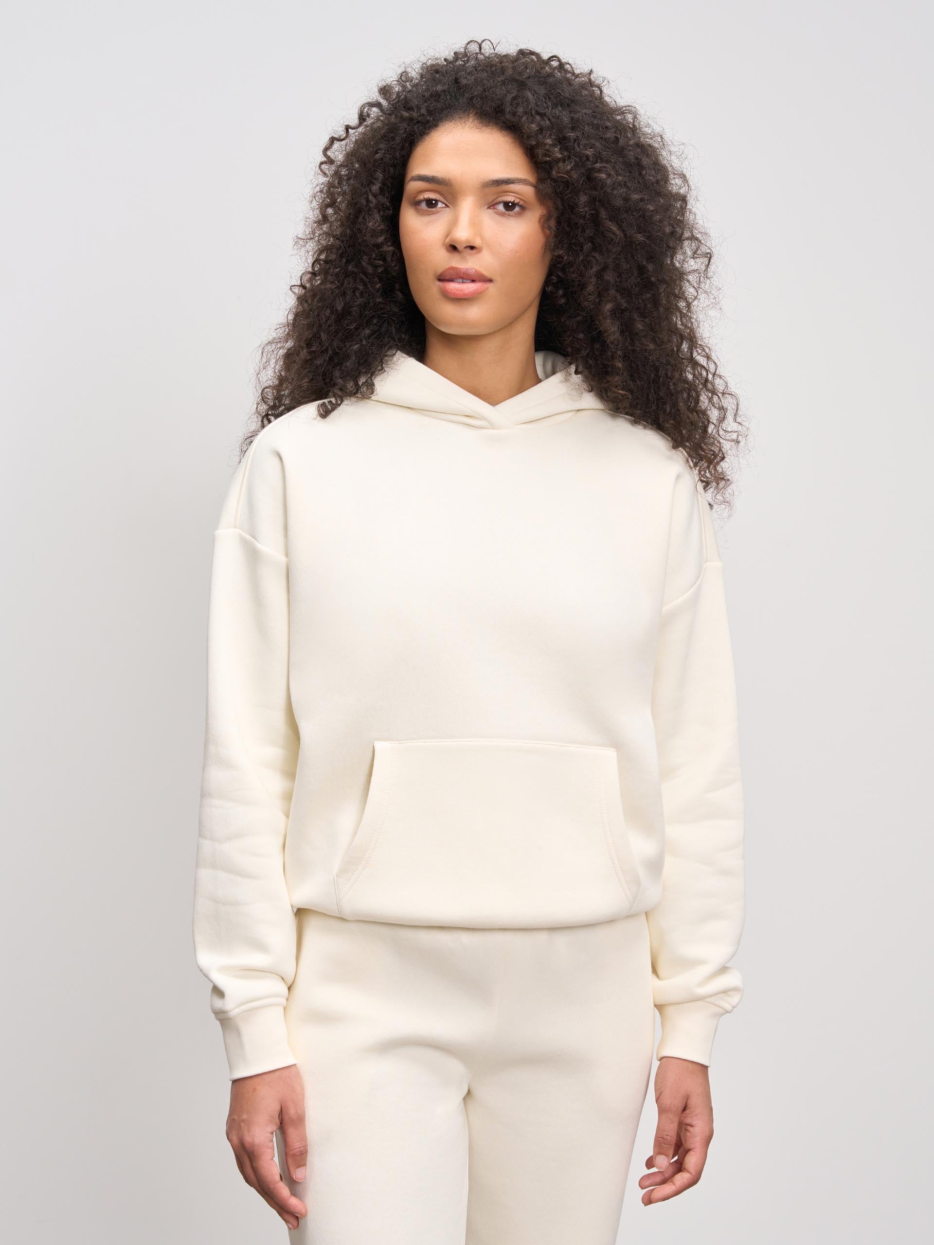 Womens Neoprene Hoodie in Ecru