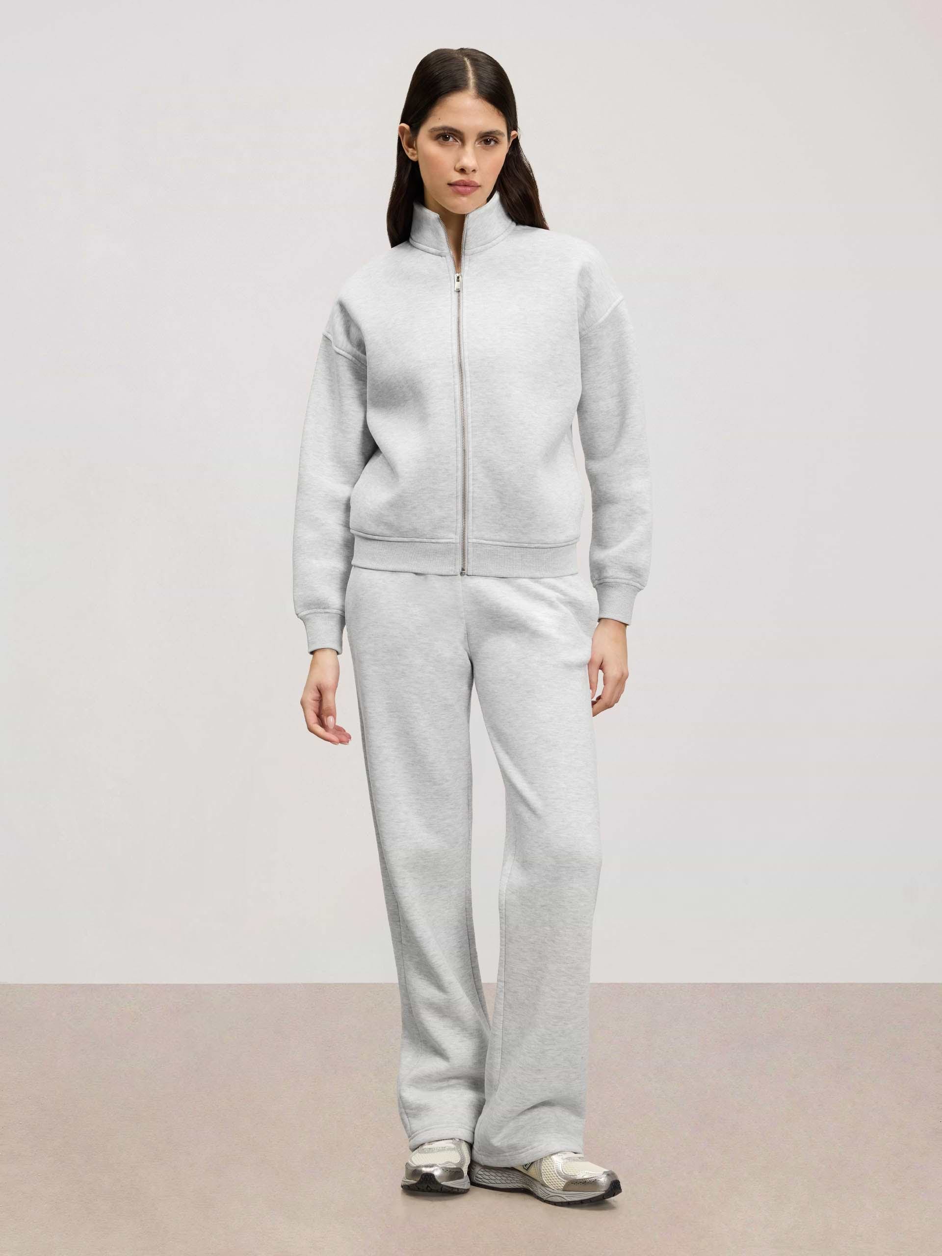 Womens Neoprene Funnel Neck Jacket in Marl Grey