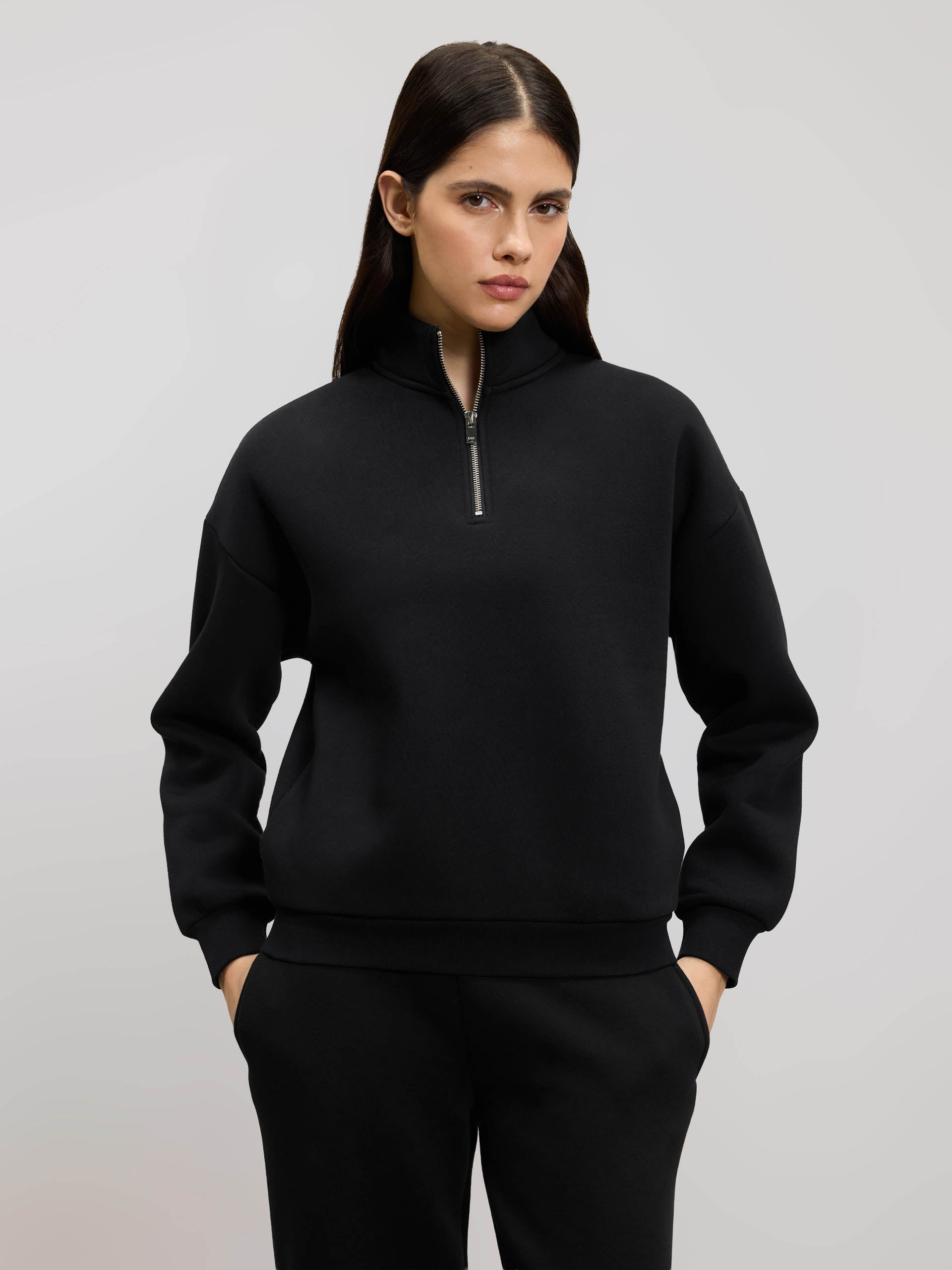 Womens Neoprene Half Zip in Black