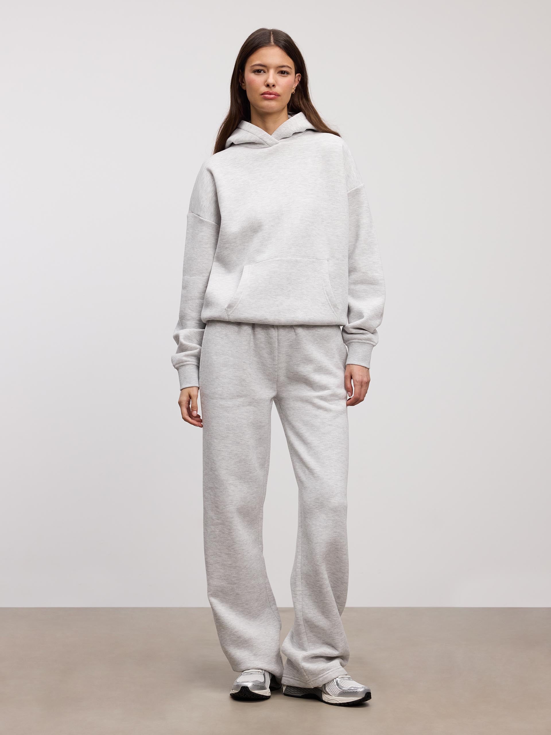 Womens Neoprene Straight Leg Jogger in Marl Grey