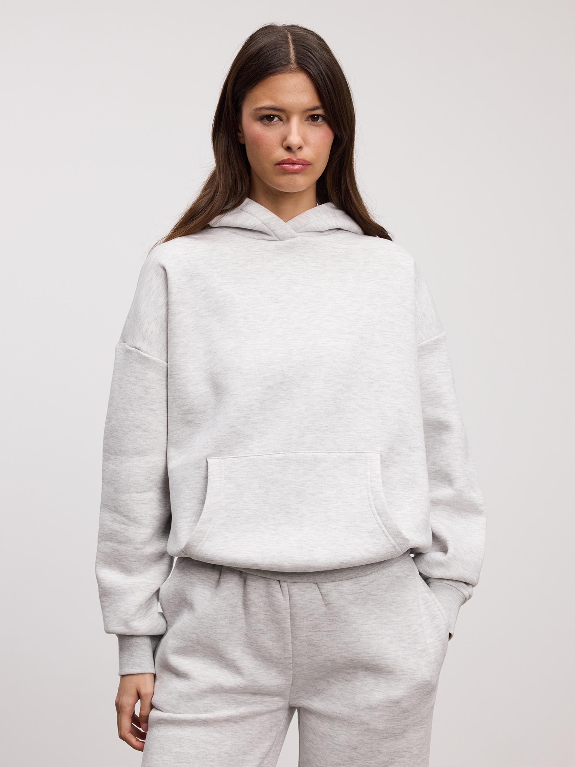 Womens Neoprene Hoodie in Marl Grey