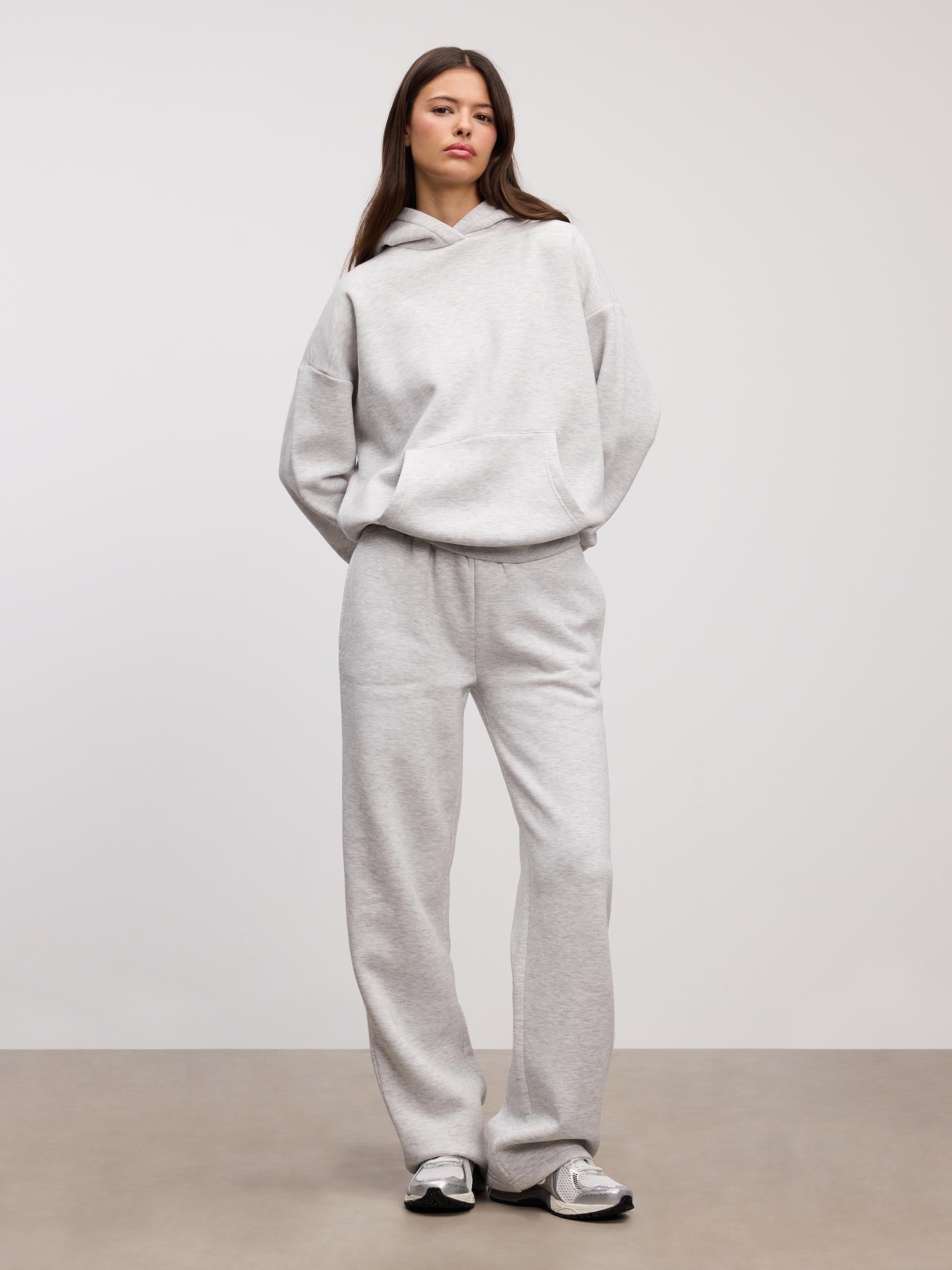 Womens Neoprene Straight Leg Jogger in Marl Grey