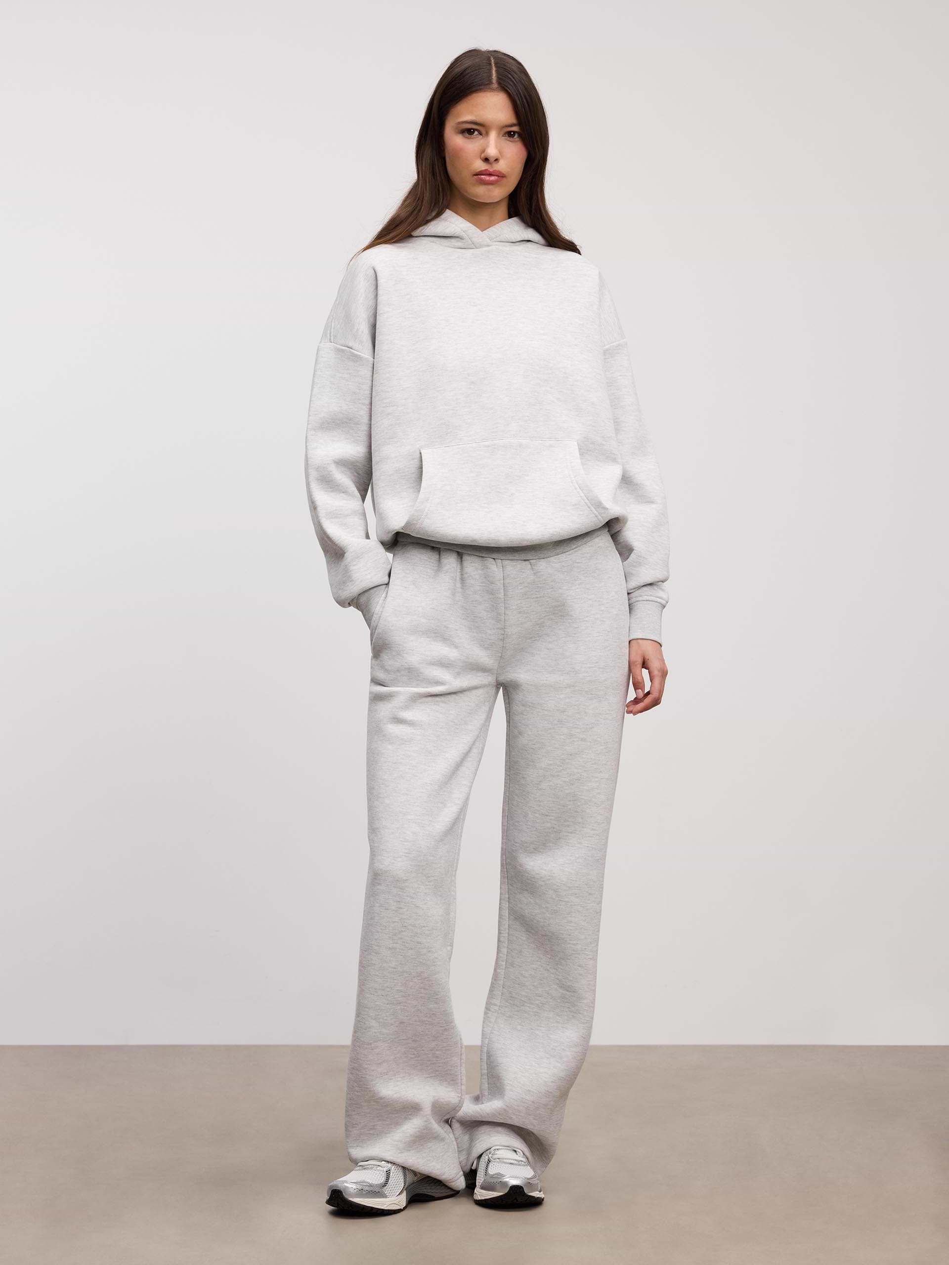 Womens Neoprene Straight Leg Jogger in Marl Grey