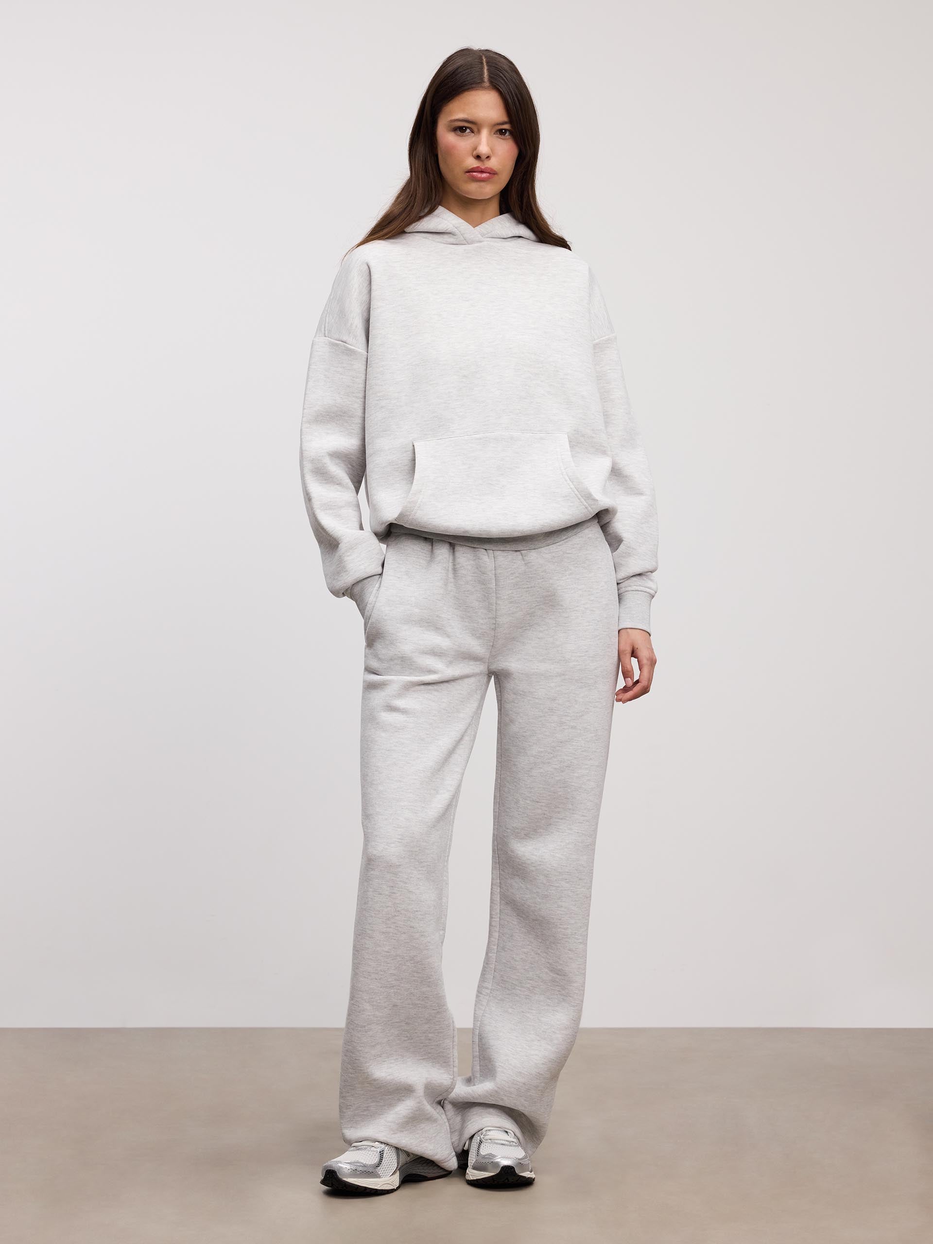 Womens Neoprene Straight Leg Jogger in Marl Grey