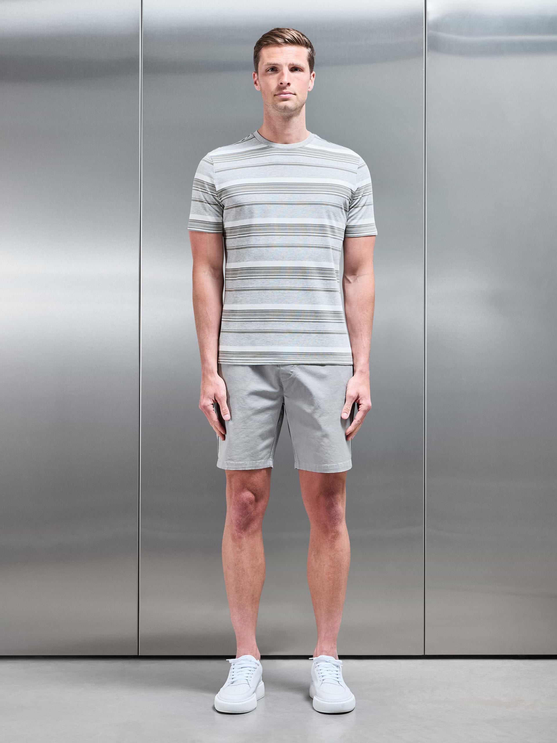 Nova Stripe T-Shirt in Marl Grey