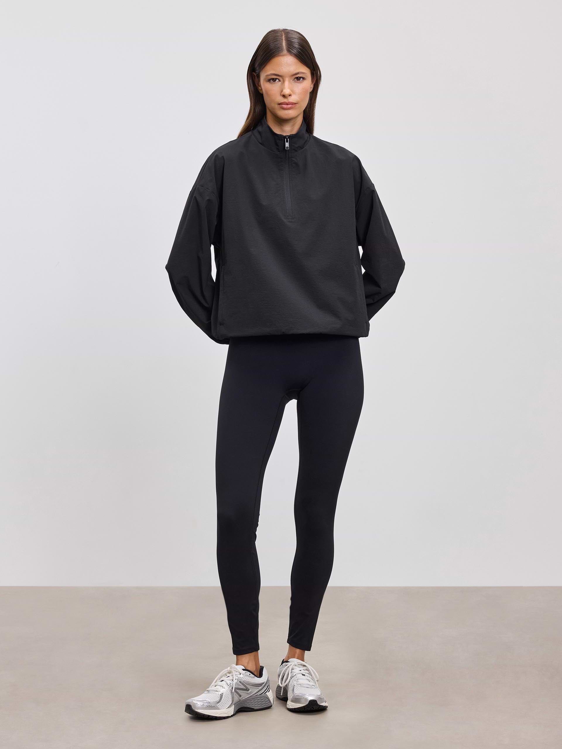 Womens Nylon 1/4 Zip in Black