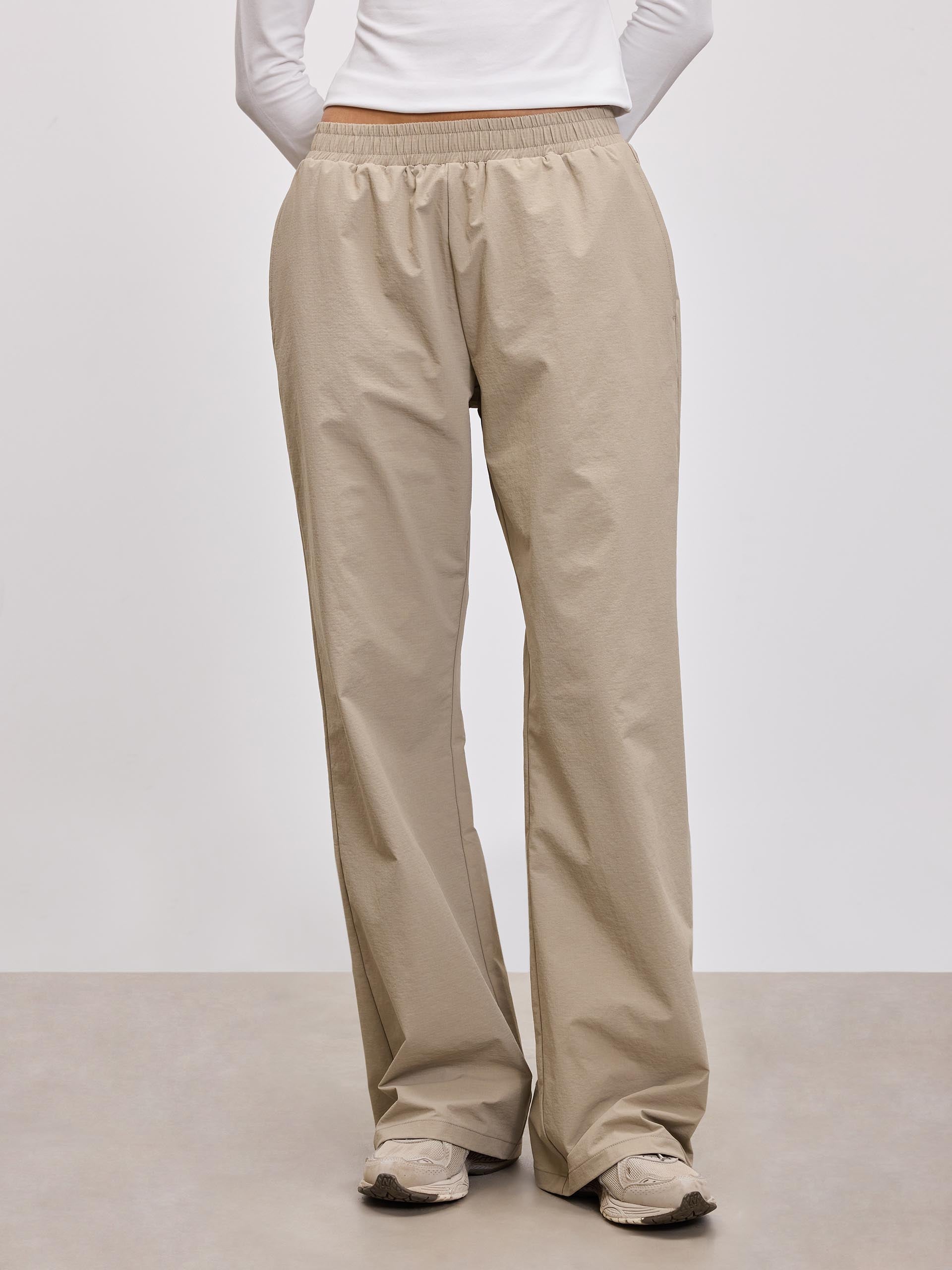 Womens Nylon Trouser in Stone