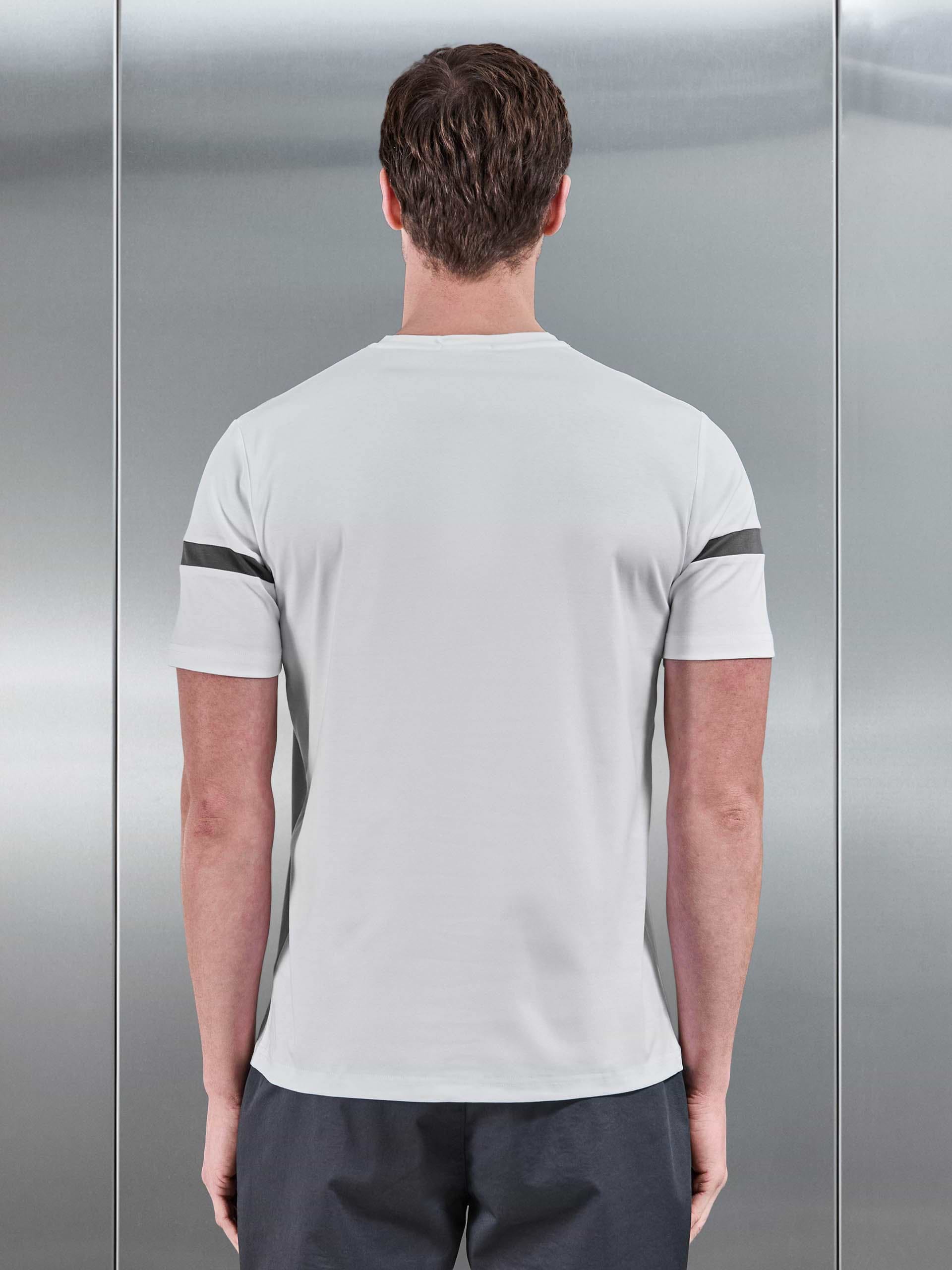 Oden Mercerised Colour Block T-Shirt in Mid Grey