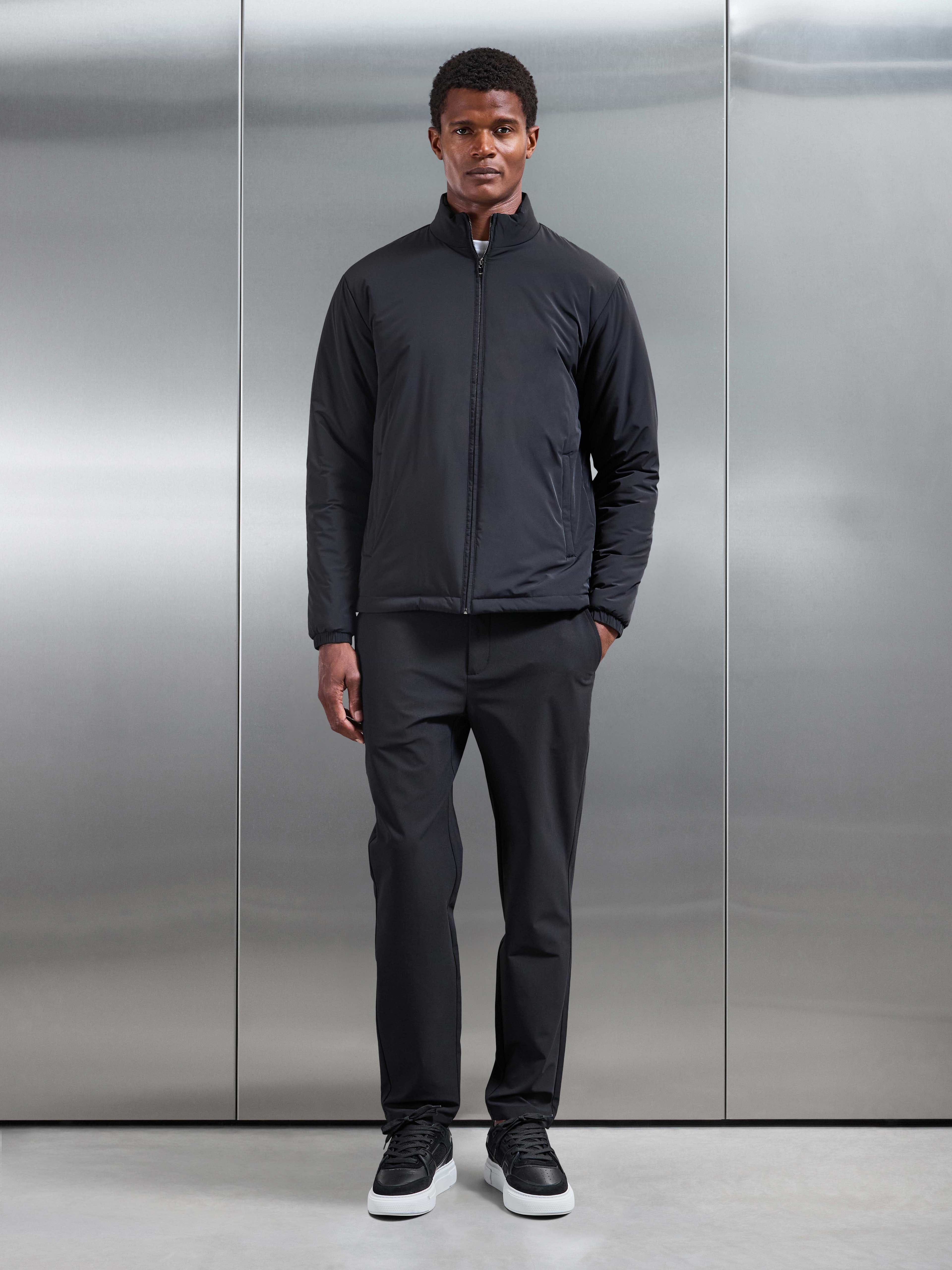Padded Shell Zip Through Jacket in Black