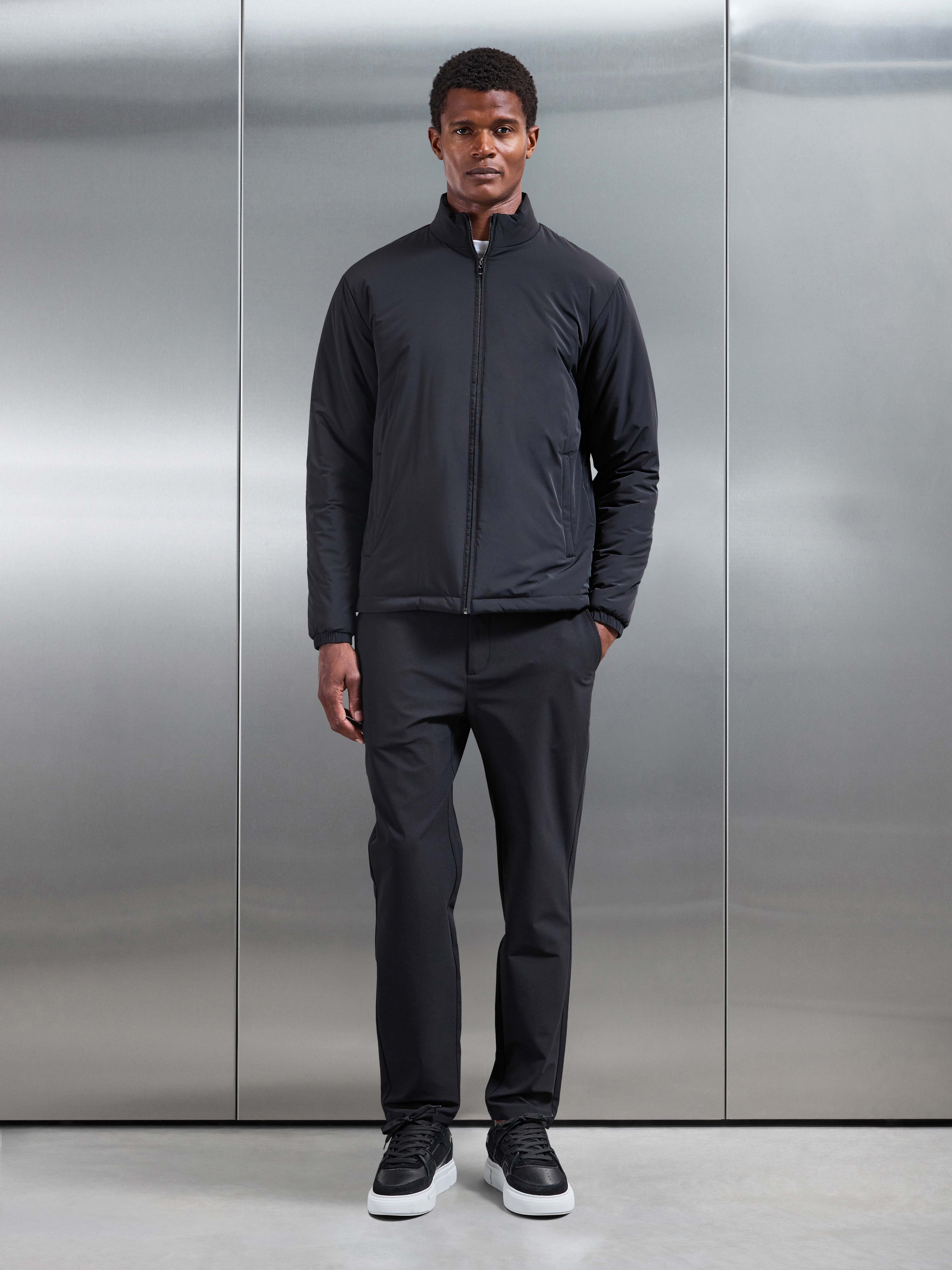 Padded Shell Zip Through Jacket in Black