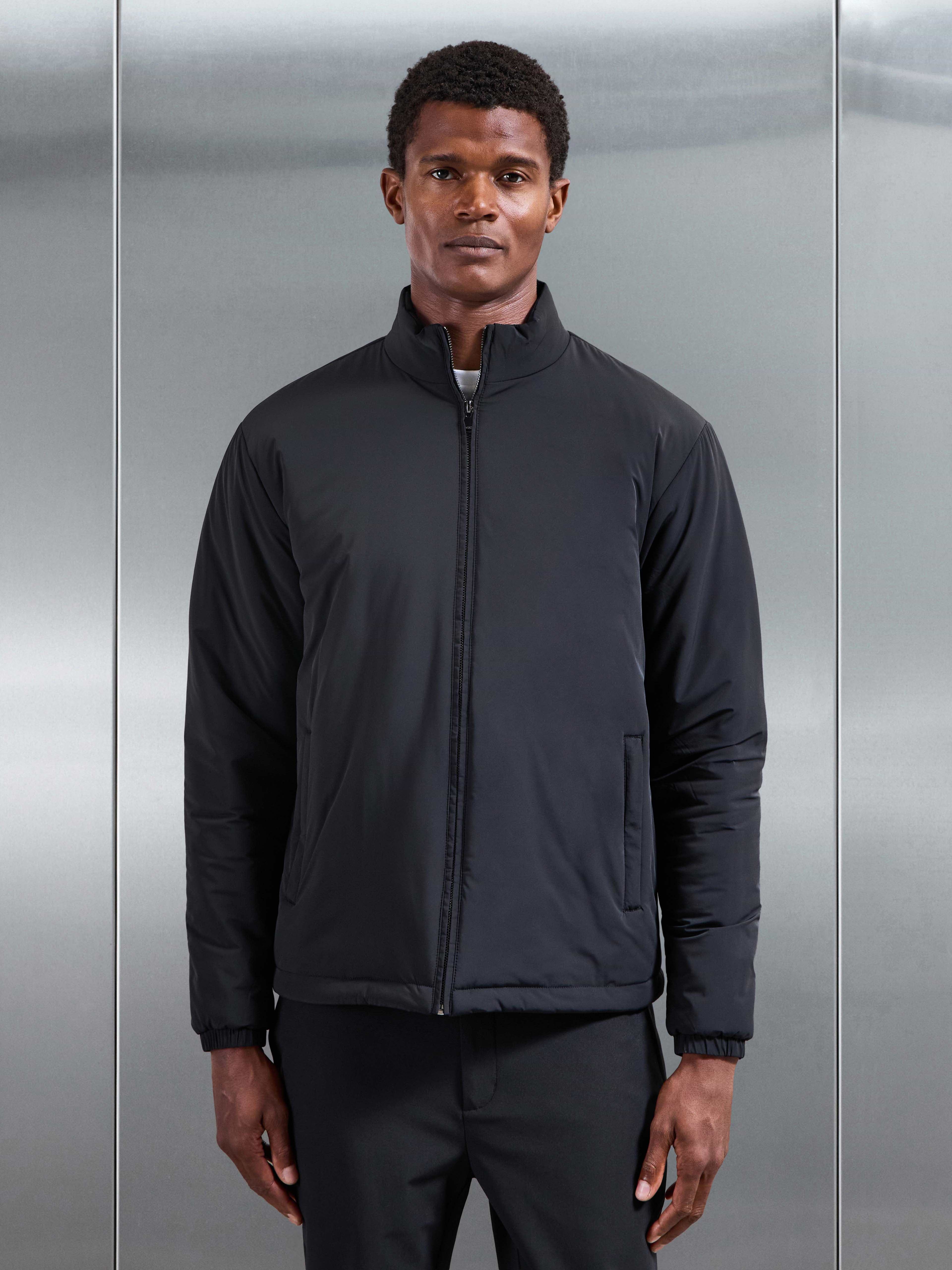 Padded Shell Zip Through Jacket in Black