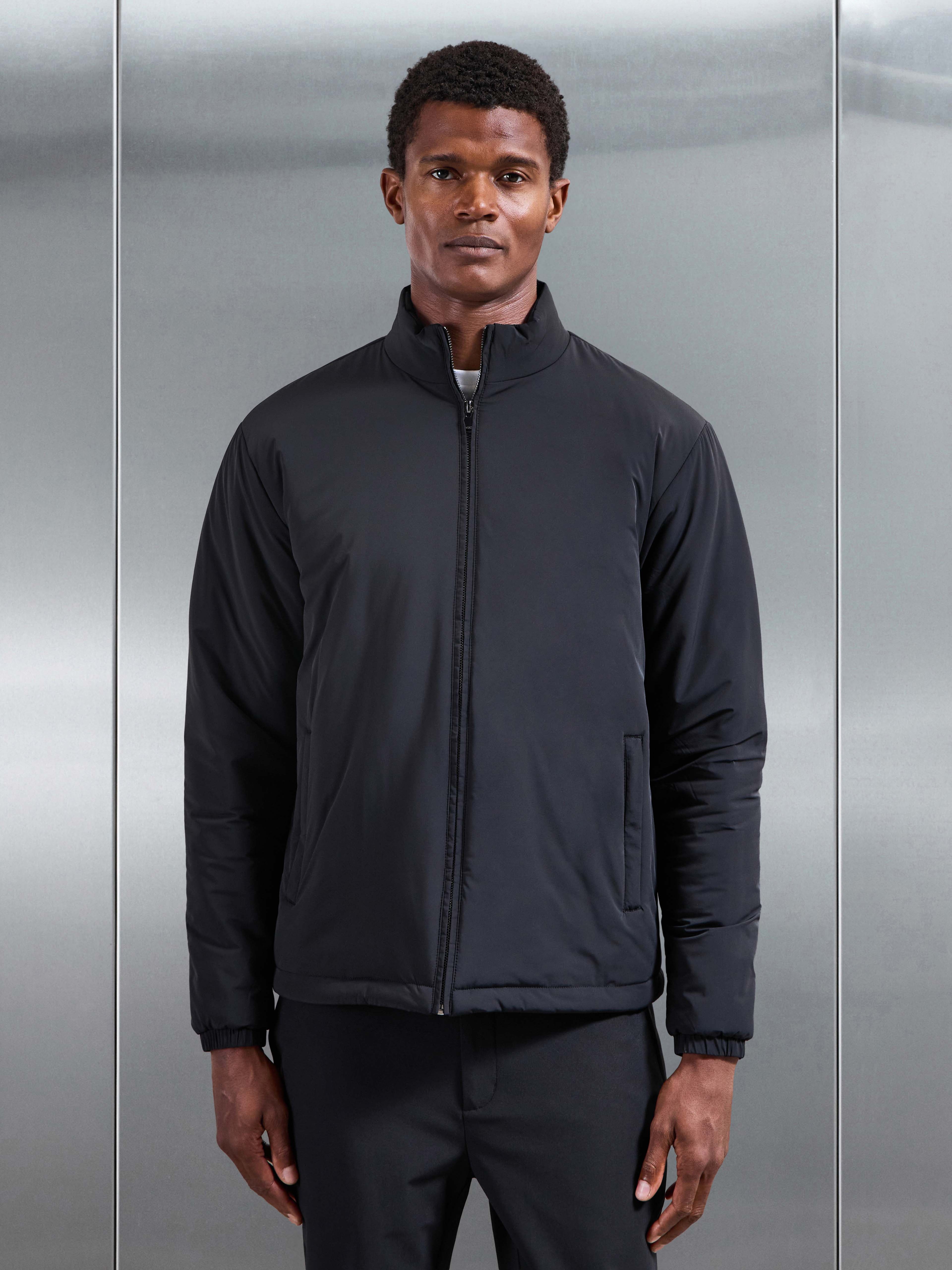 Padded Shell Zip Through Jacket in Black