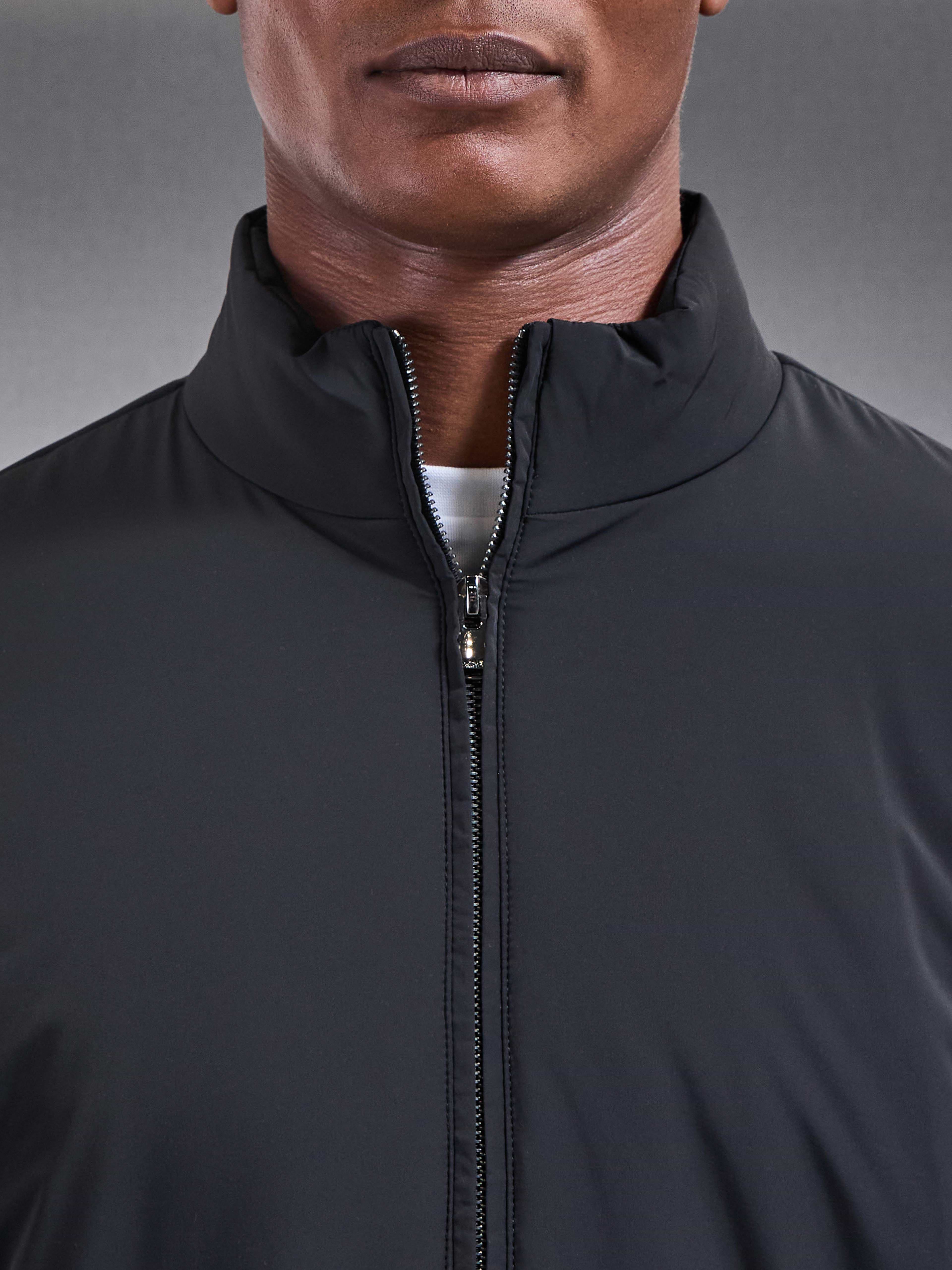 Padded Shell Zip Through Jacket in Black