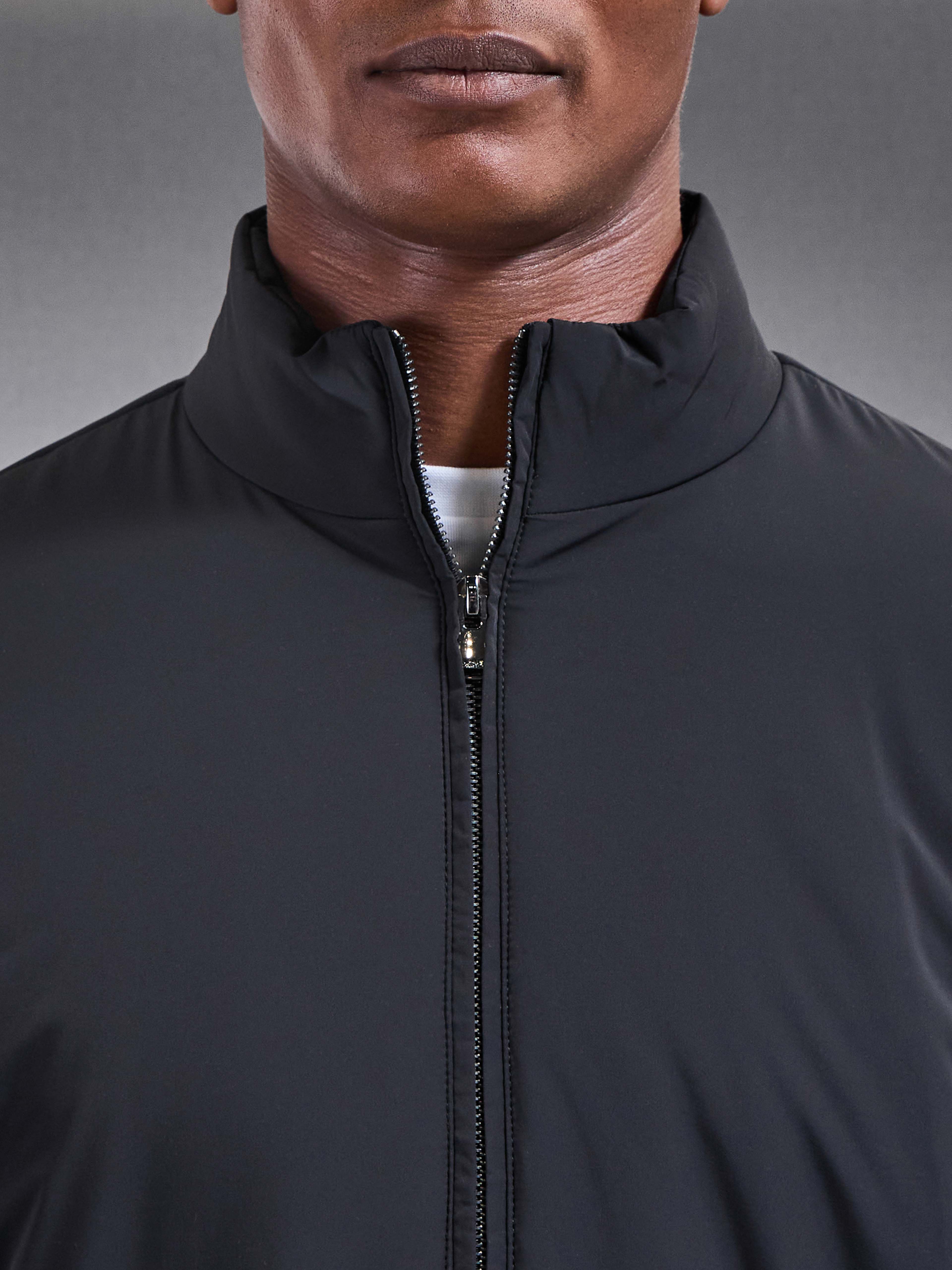Padded Shell Zip Through Jacket in Black