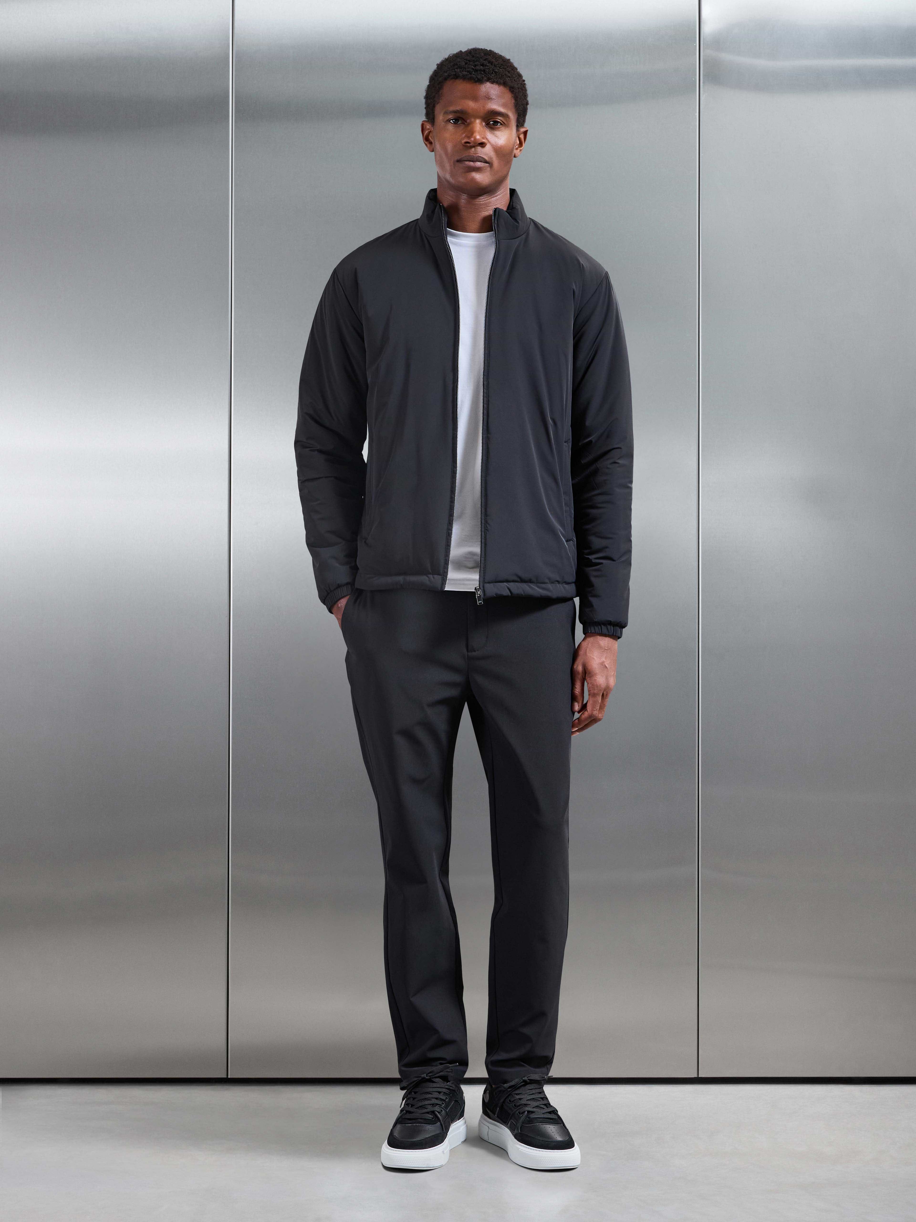 Padded Shell Zip Through Jacket in Black