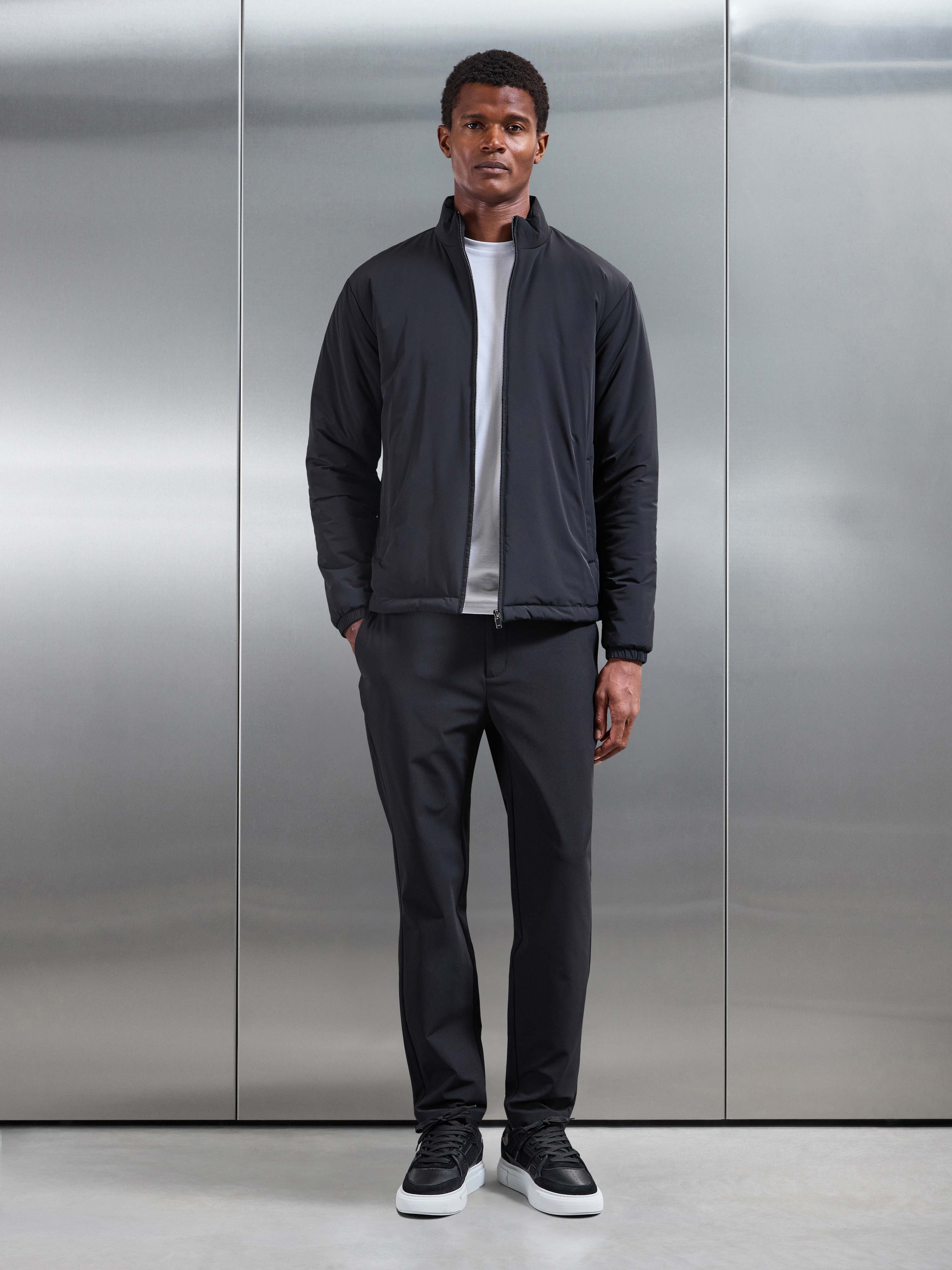 Padded Shell Zip Through Jacket in Black