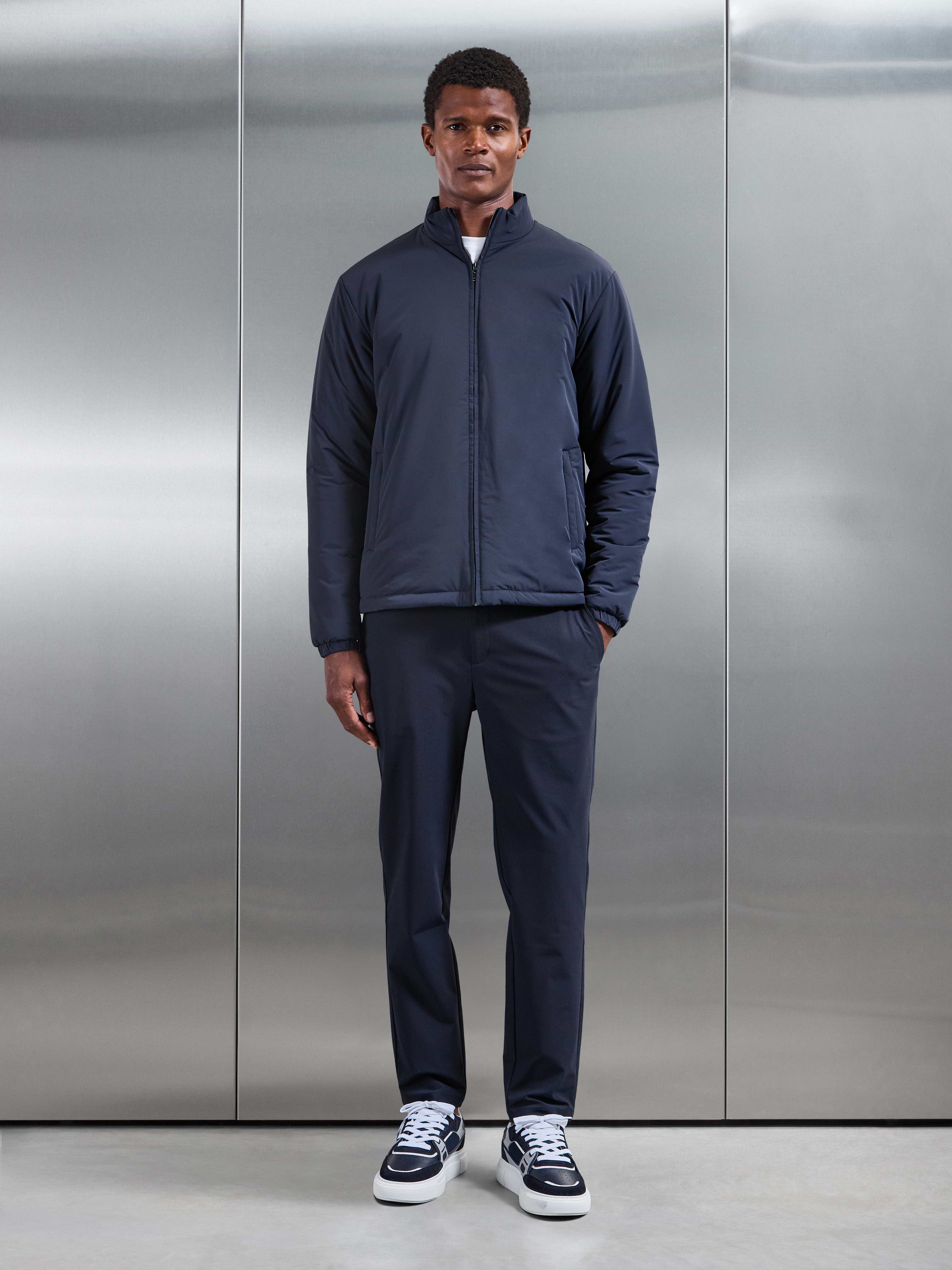 Padded Shell Zip Through Jacket in Navy