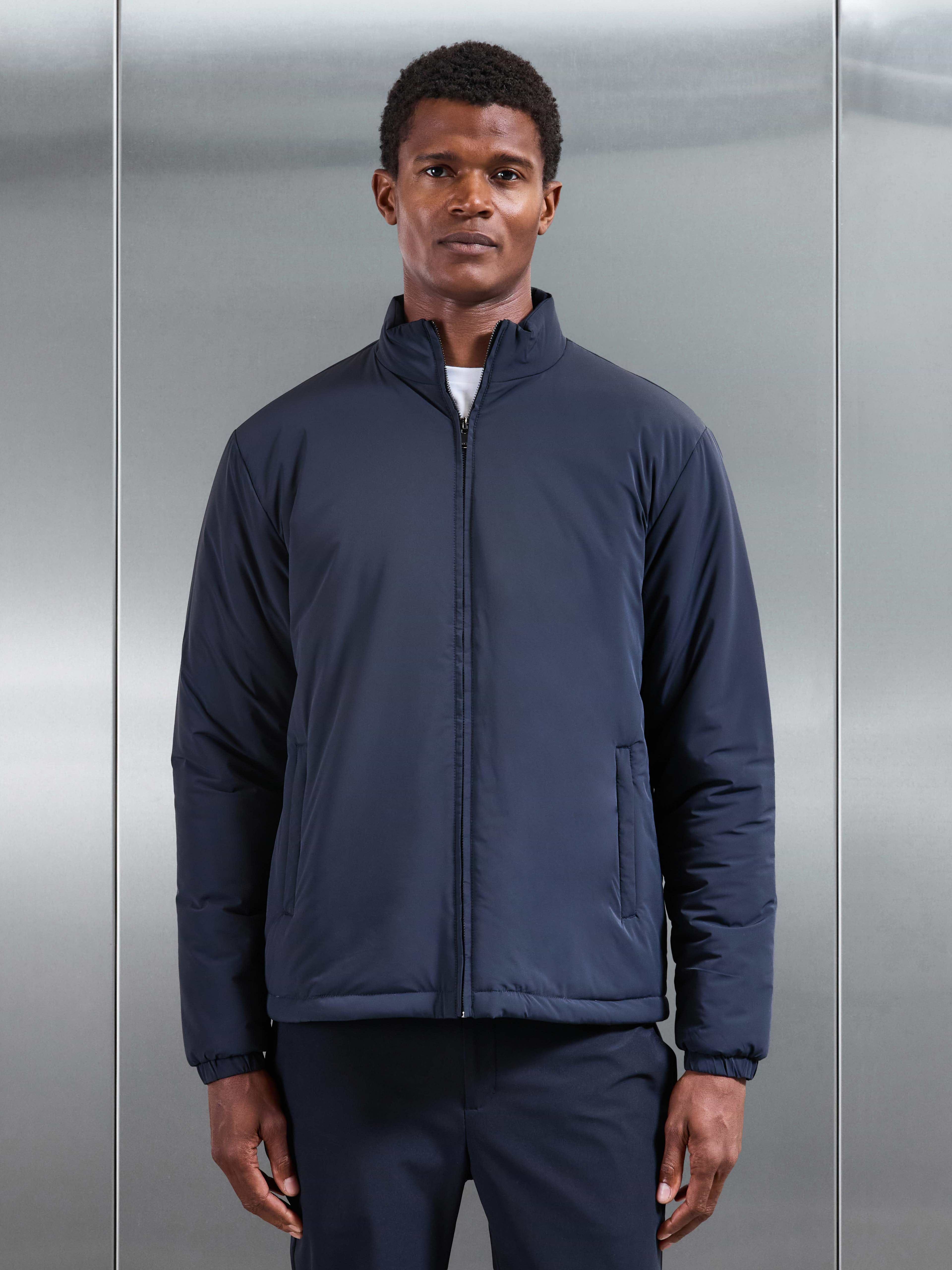Padded Shell Zip Through Jacket in Navy