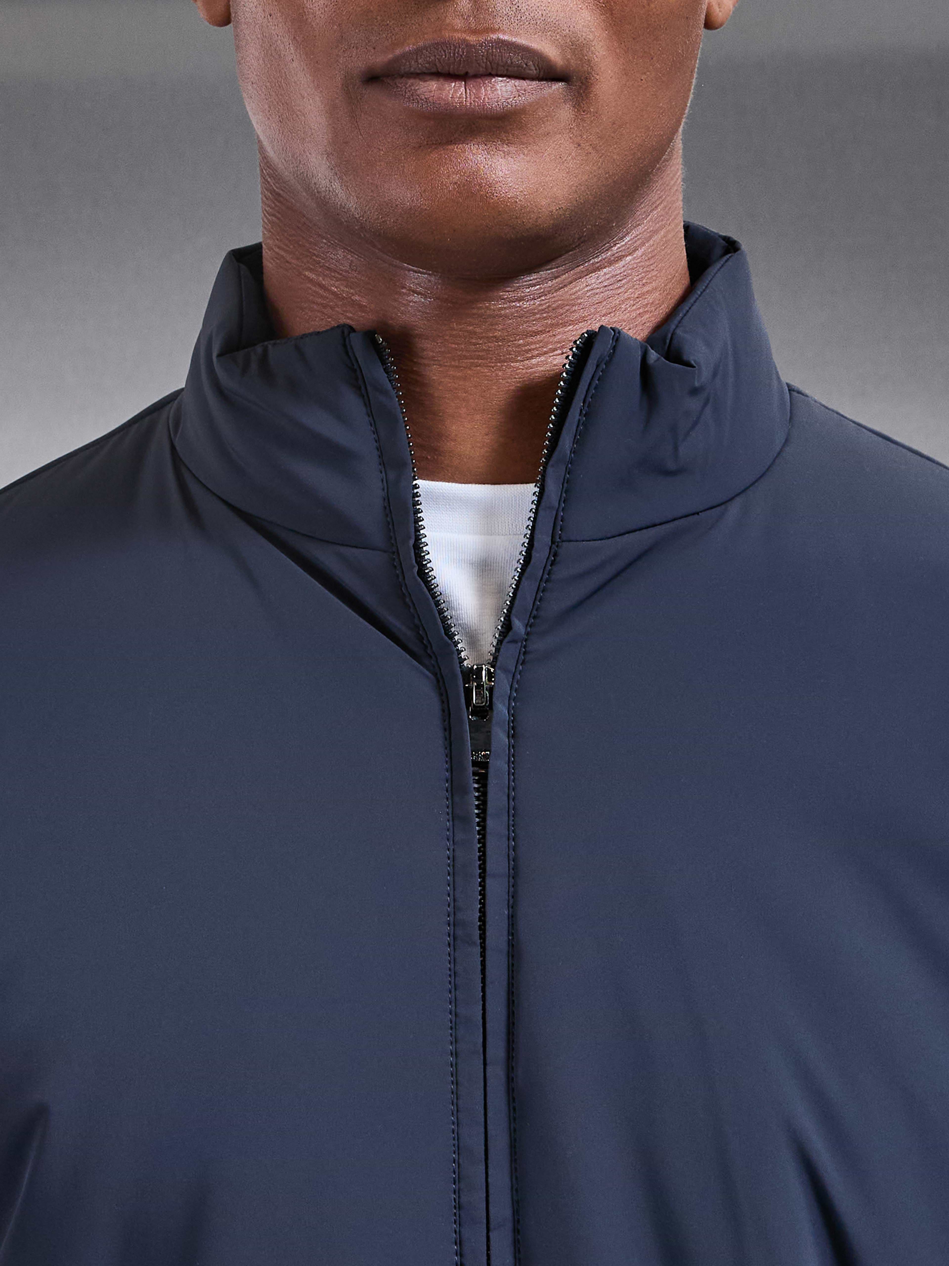 Padded Shell Zip Through Jacket in Navy