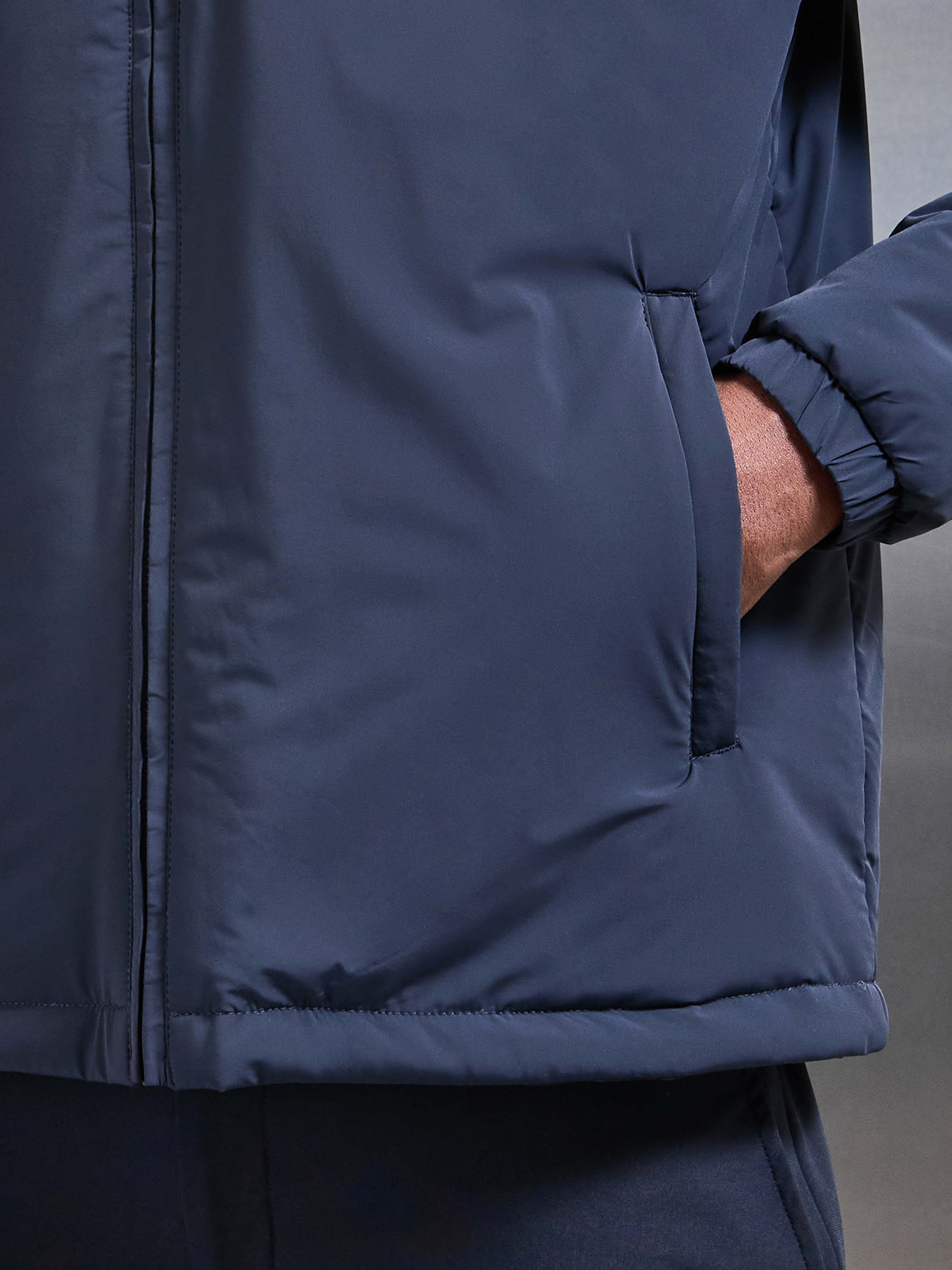 Padded Shell Zip Through Jacket in Navy