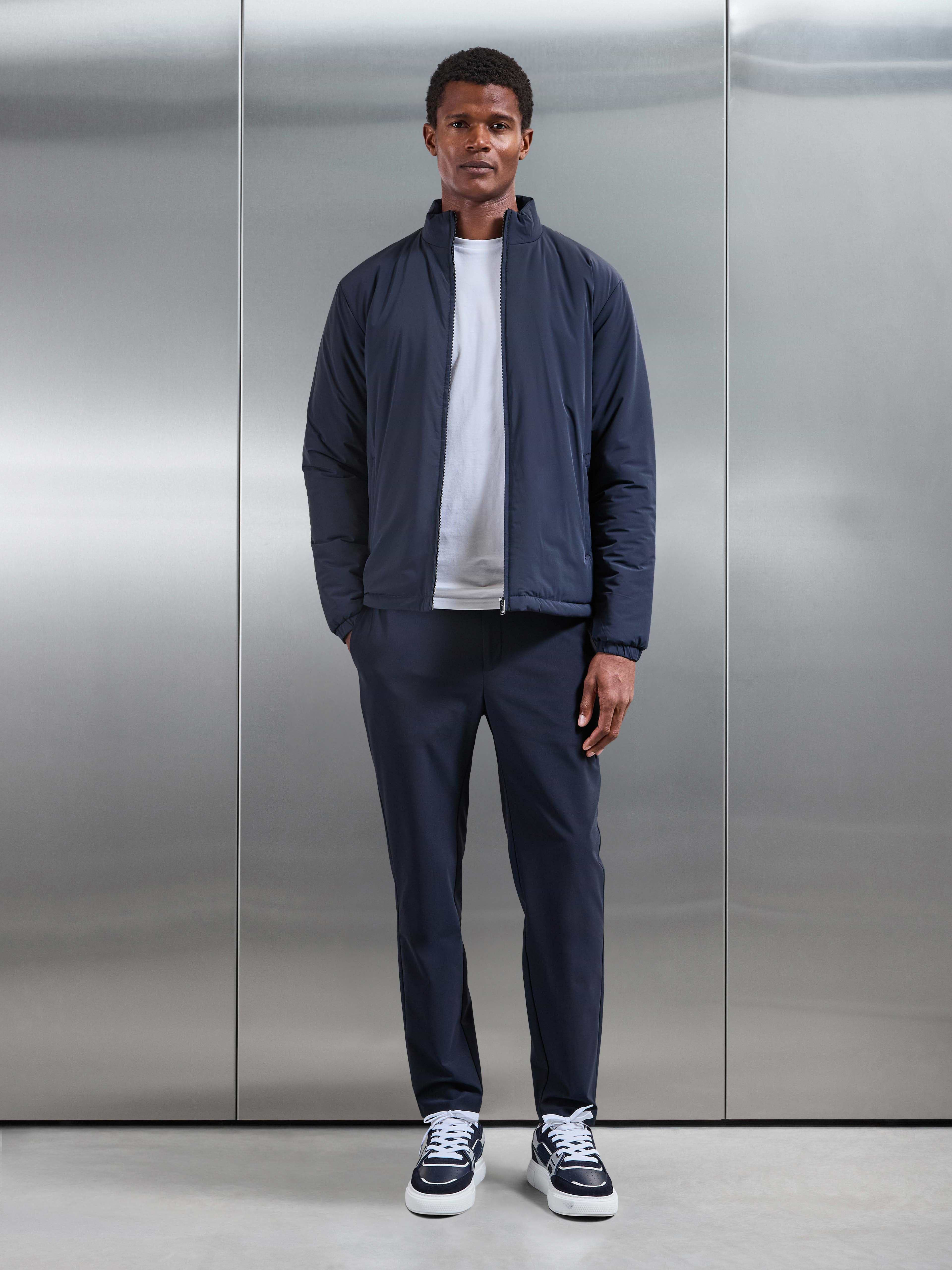 Padded Shell Zip Through Jacket in Navy