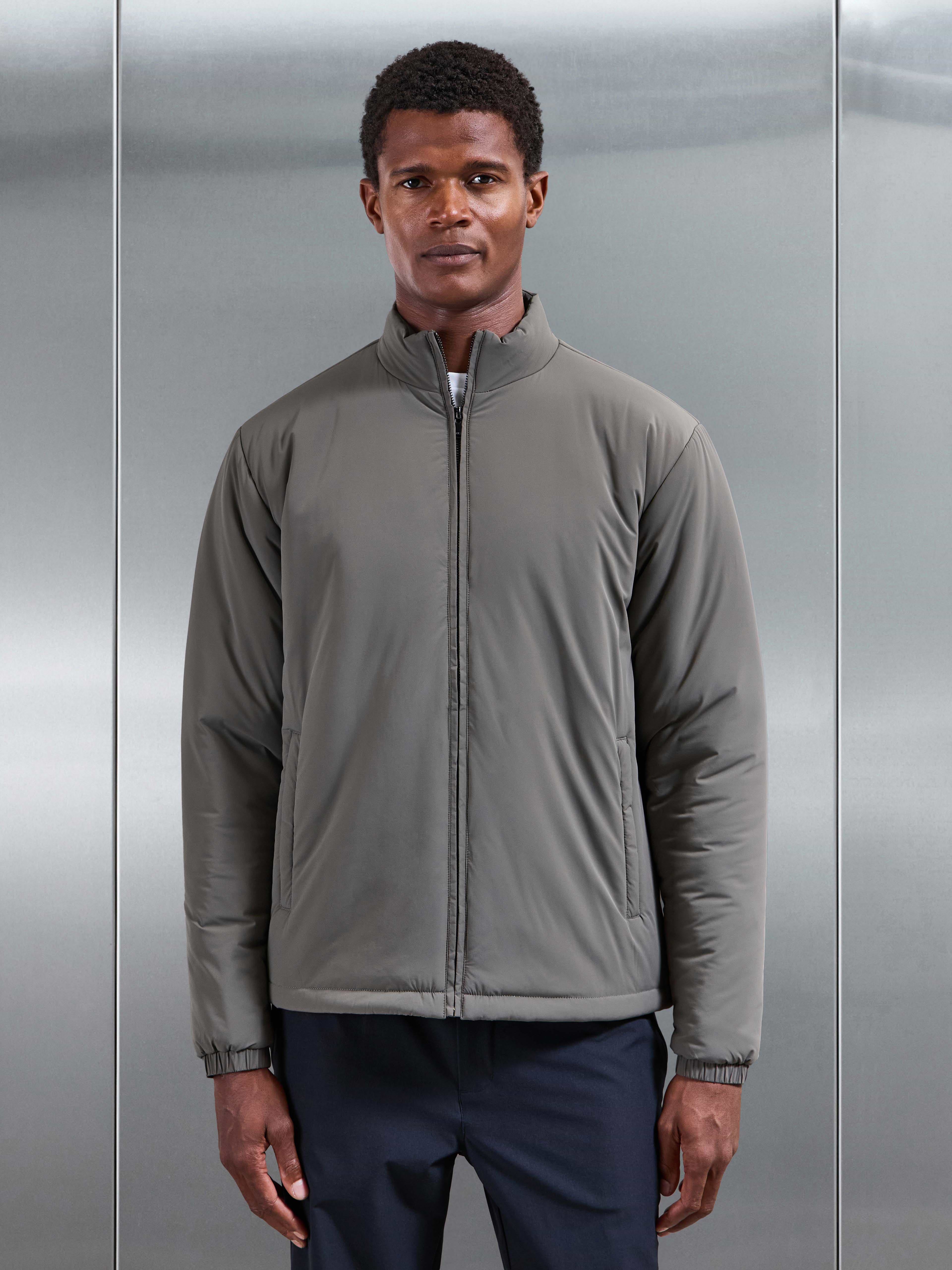 Padded Shell Zip Through Jacket in Olive