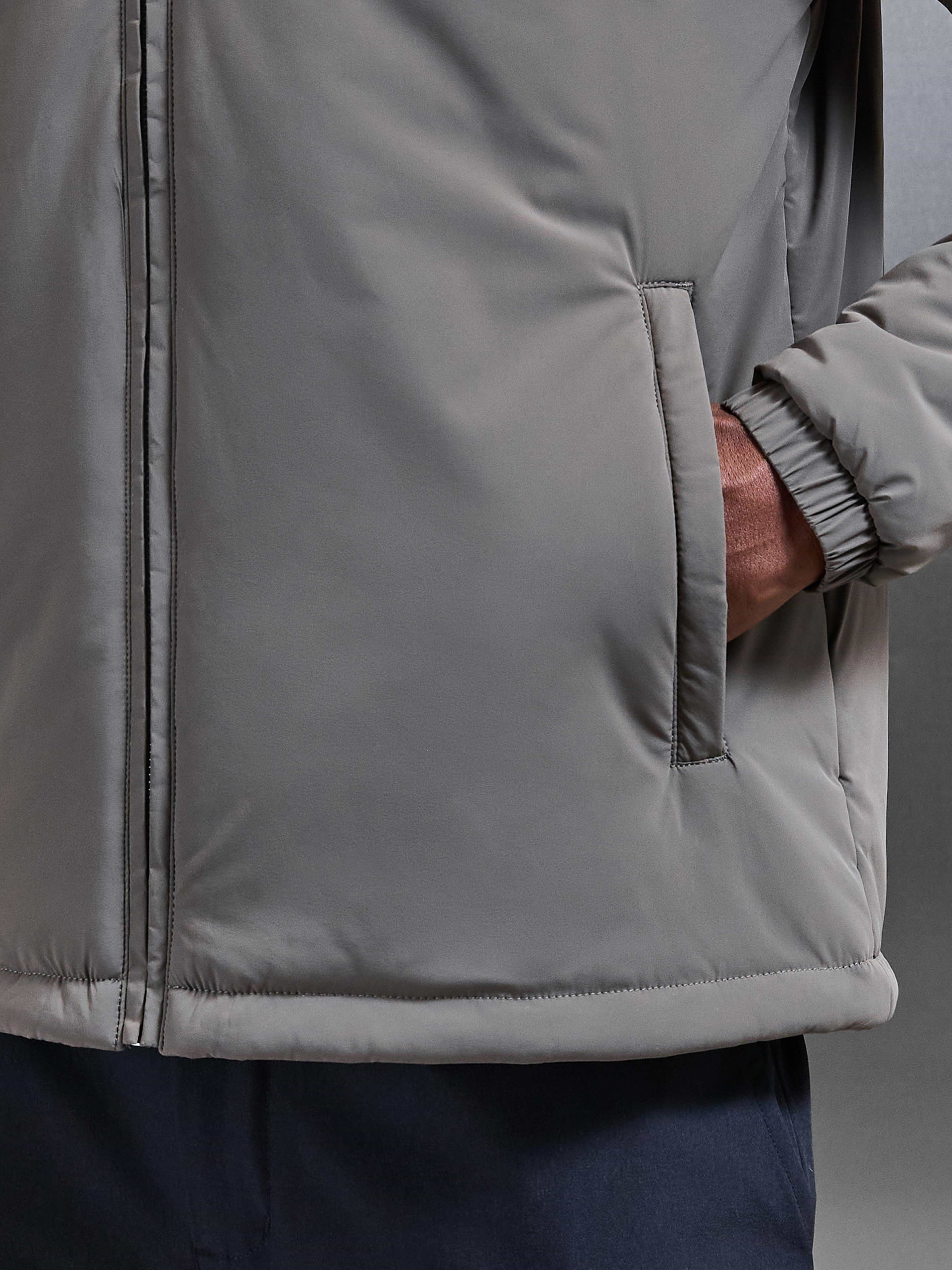 Padded Shell Zip Through Jacket in Olive