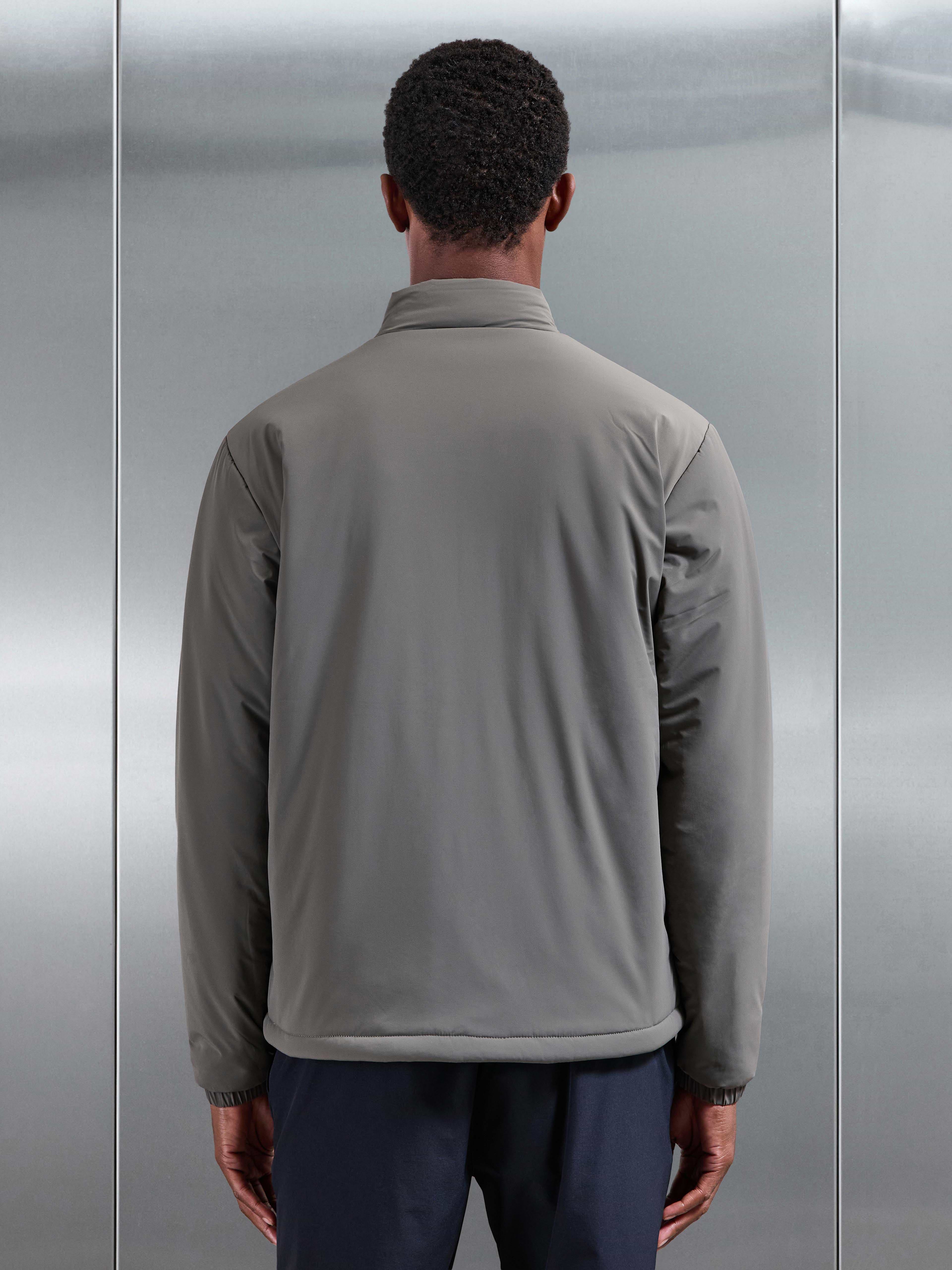 Padded Shell Zip Through Jacket in Olive