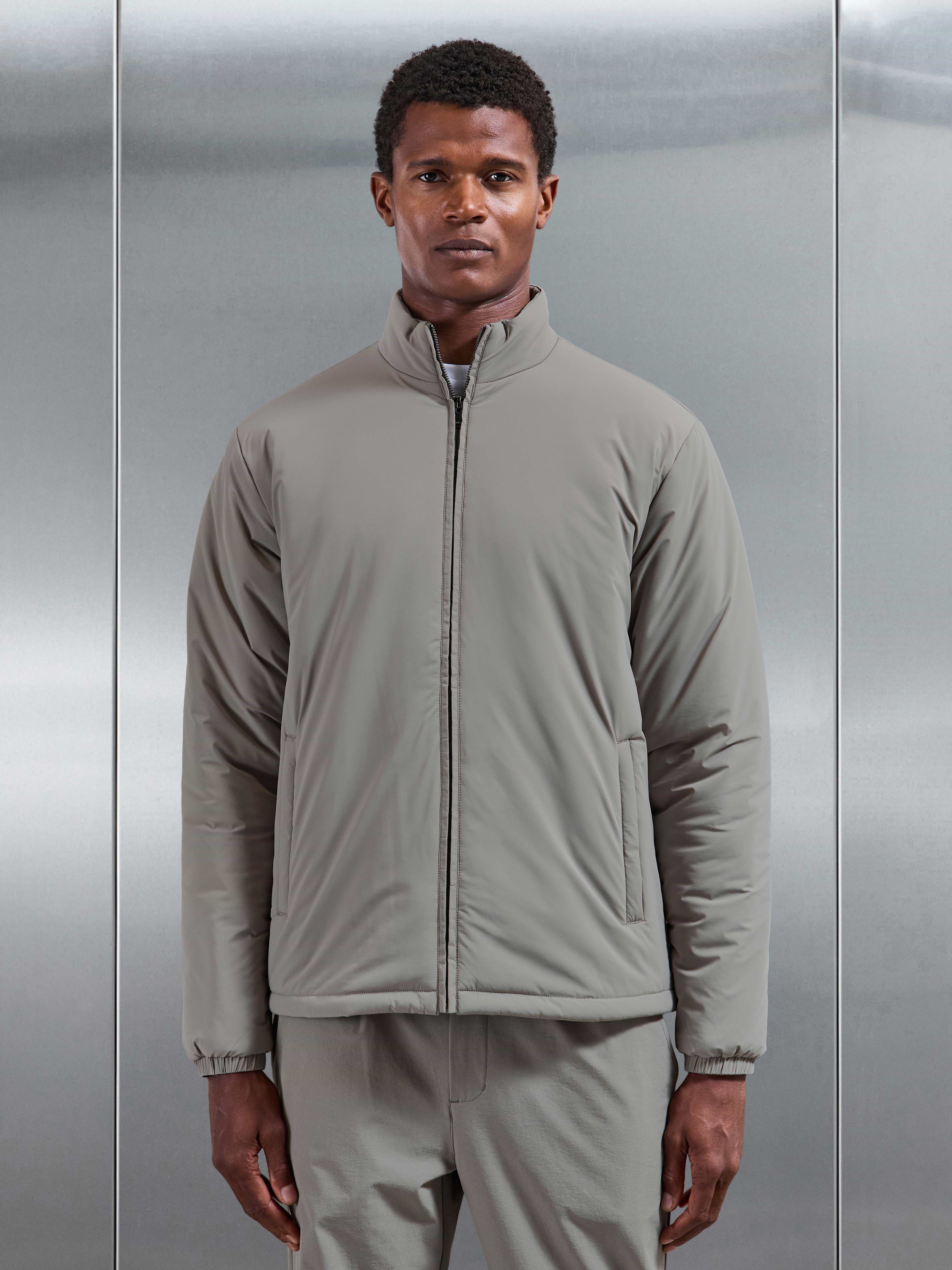 Padded Shell Zip Through Jacket in Taupe