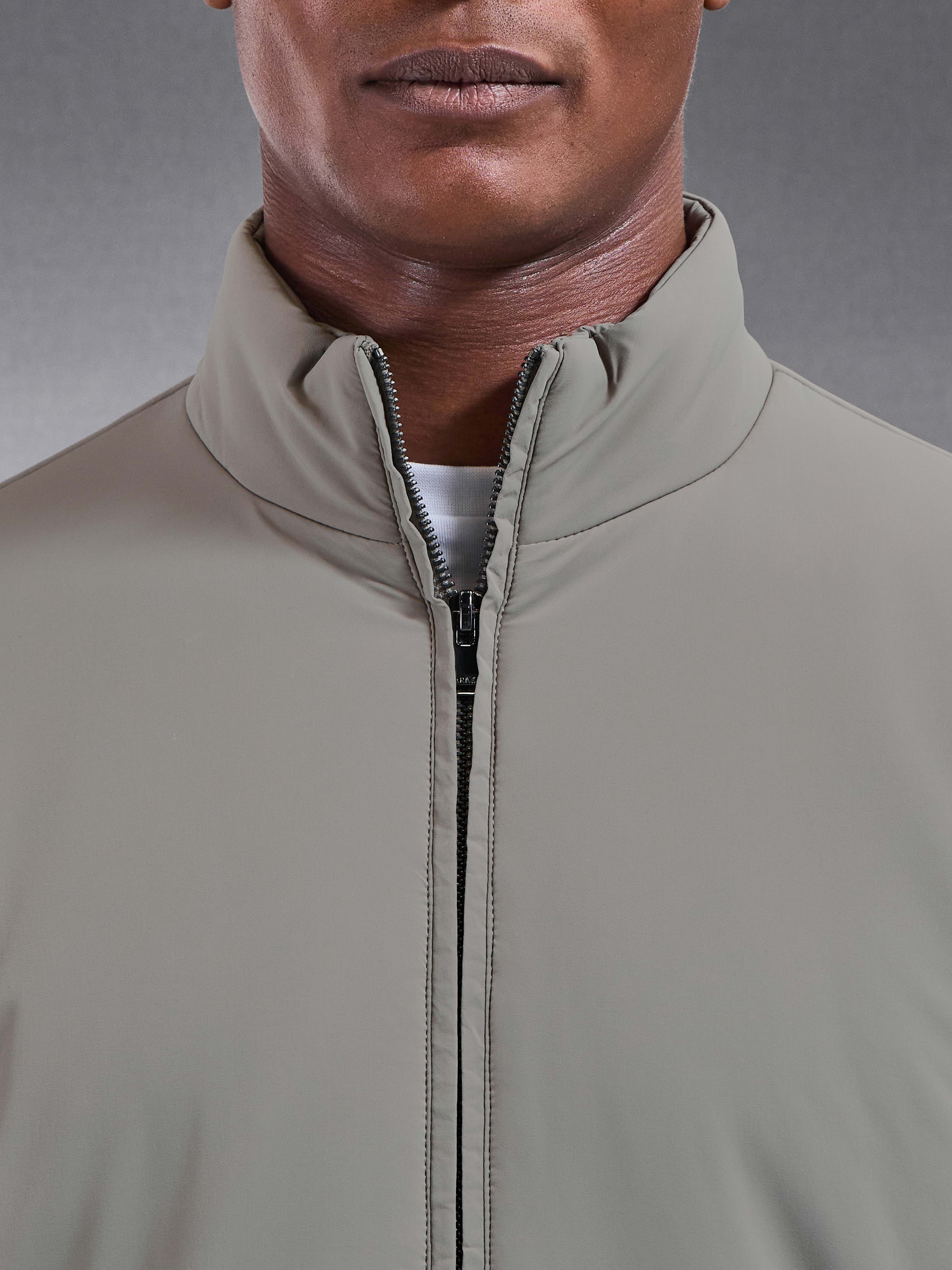 Padded Shell Zip Through Jacket in Taupe