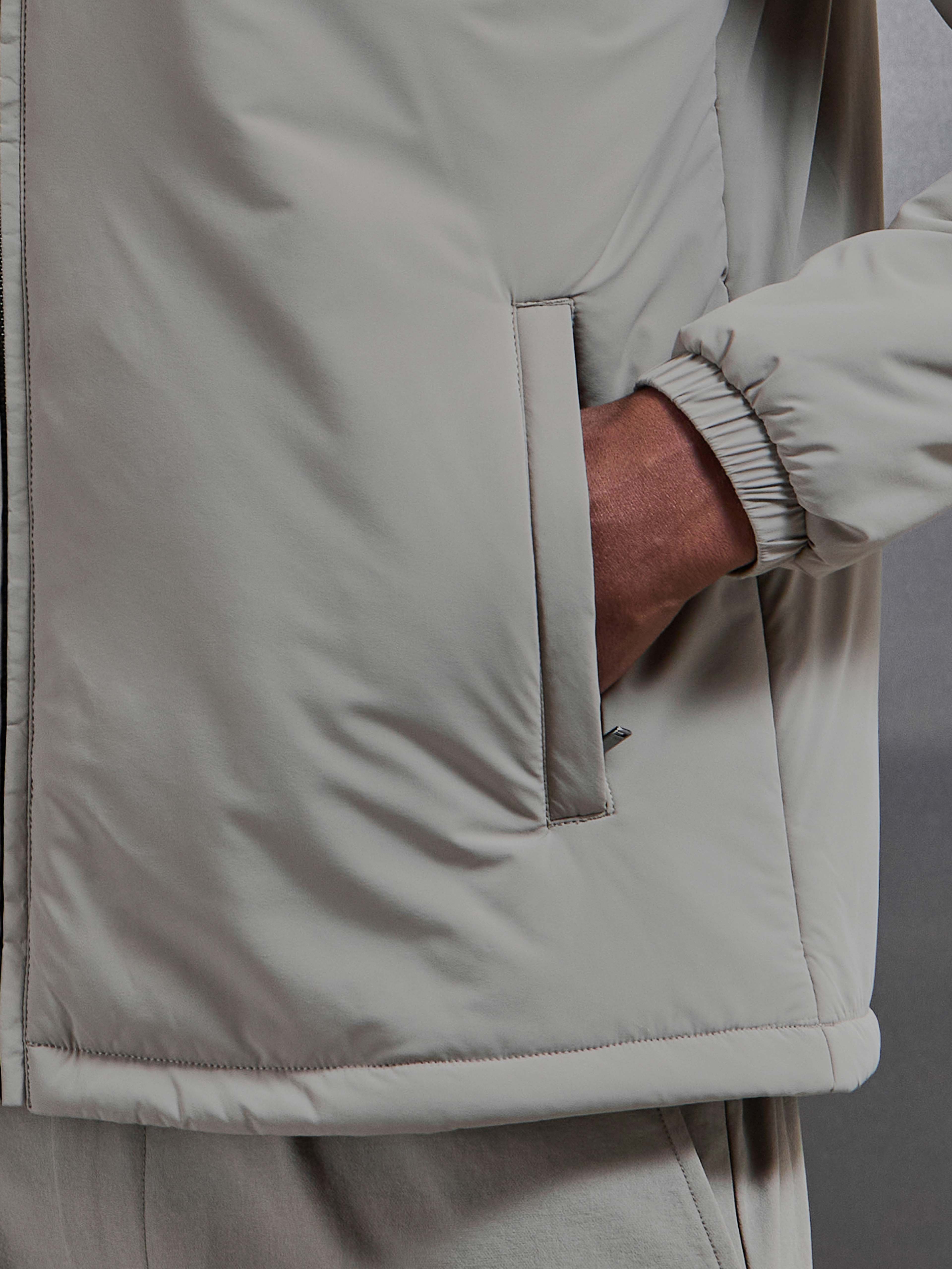 Padded Shell Zip Through Jacket in Taupe