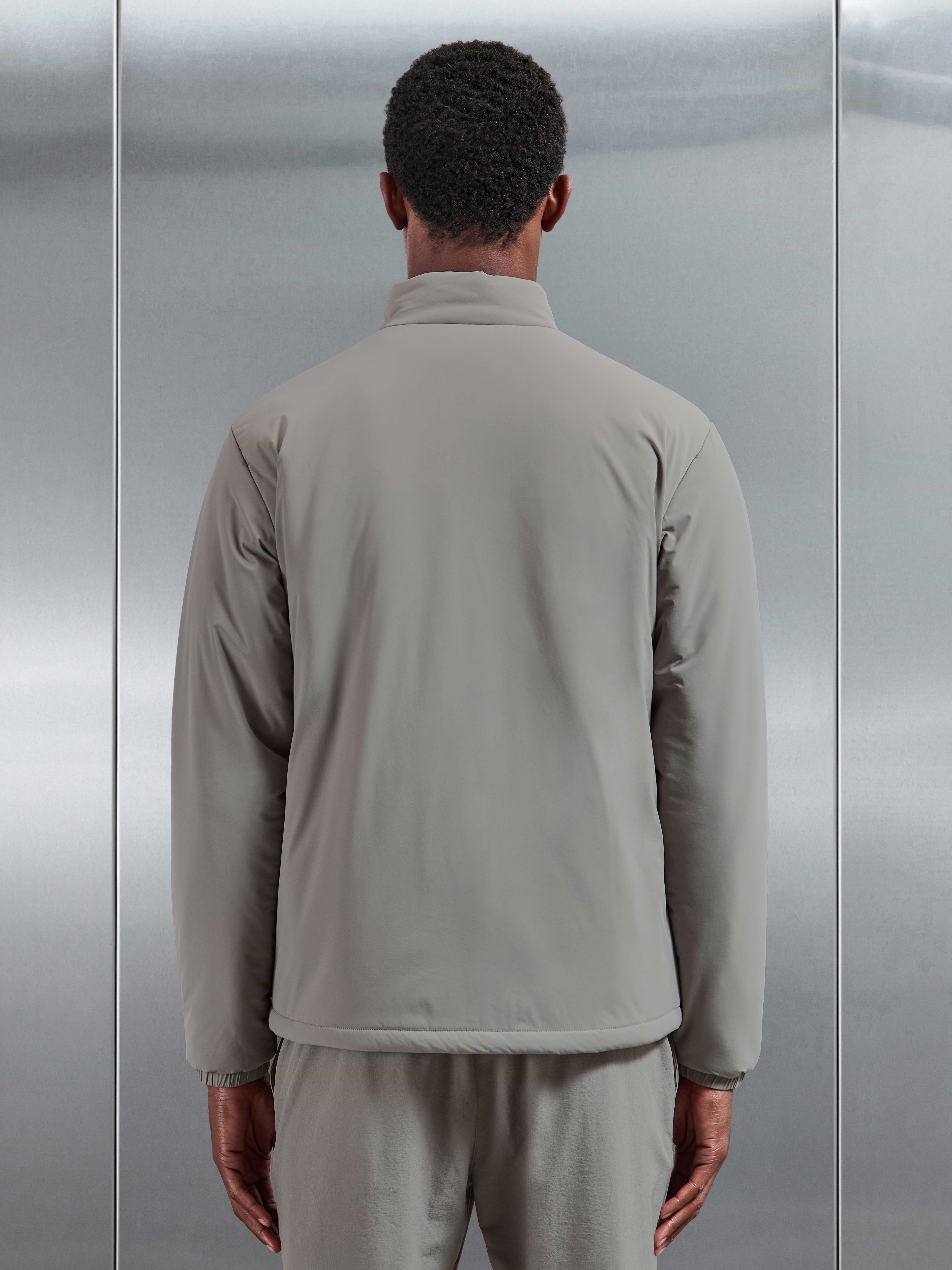 Padded Shell Zip Through Jacket in Taupe