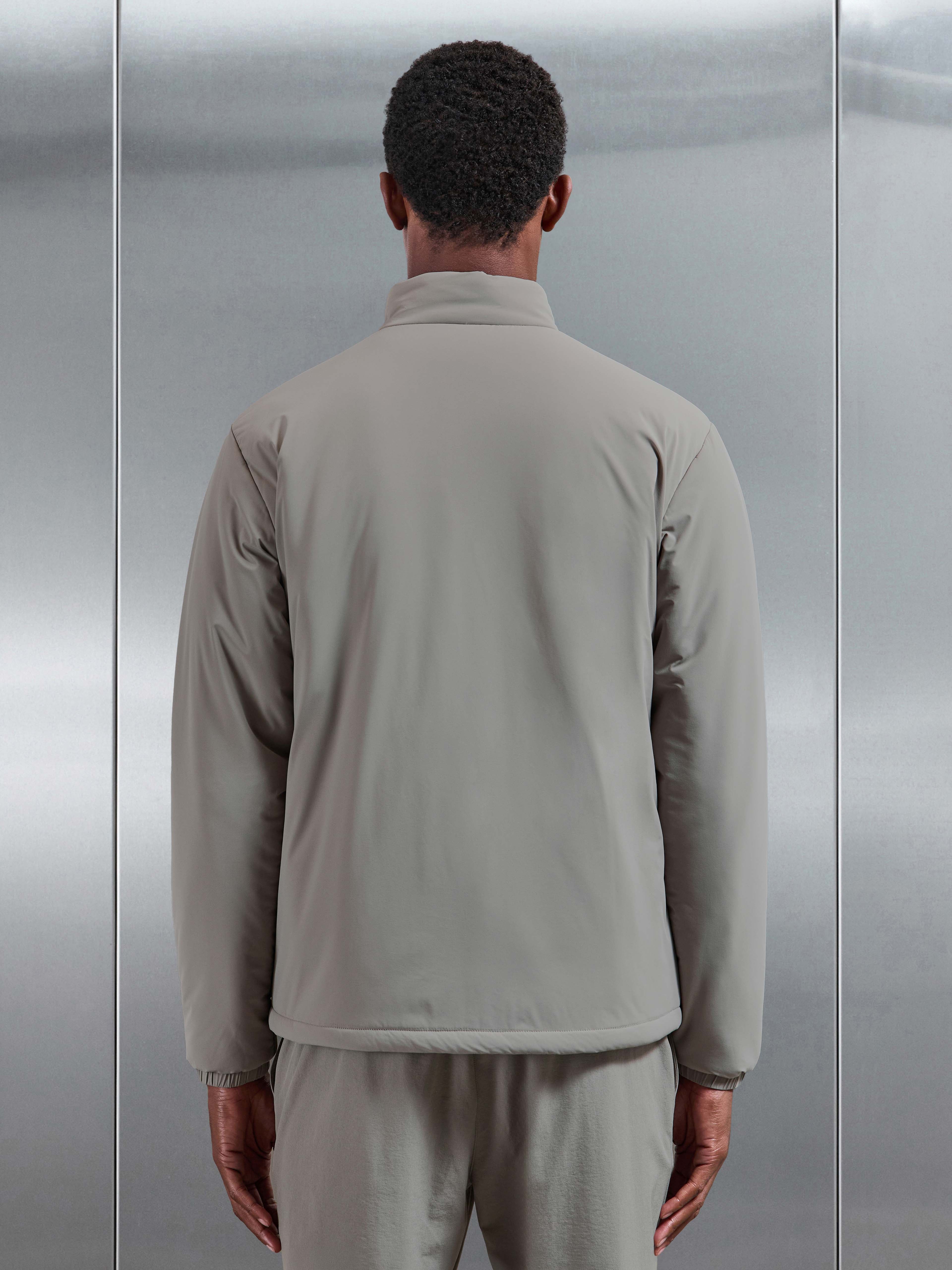 Padded Shell Zip Through Jacket in Taupe