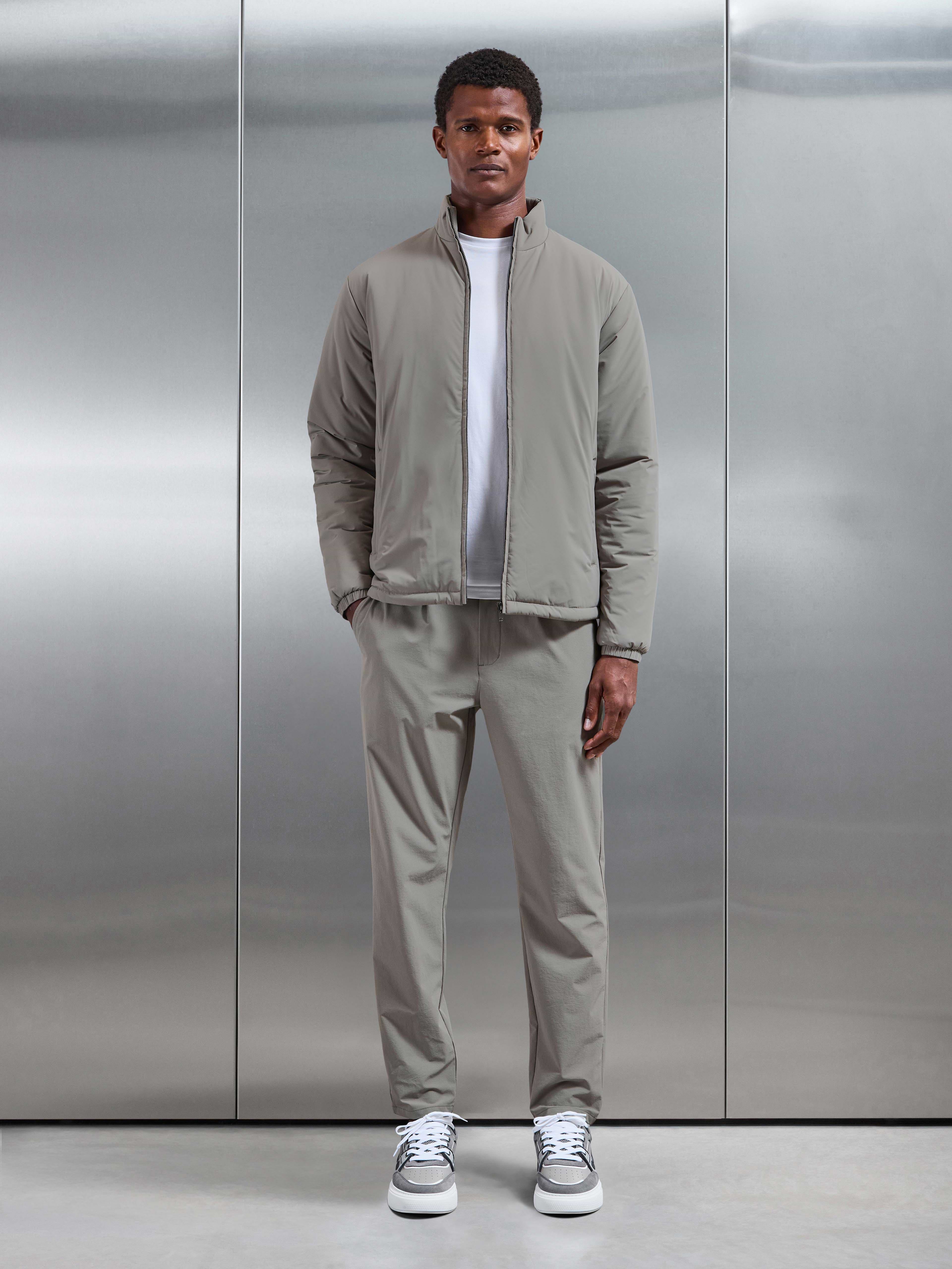 Padded Shell Zip Through Jacket in Taupe