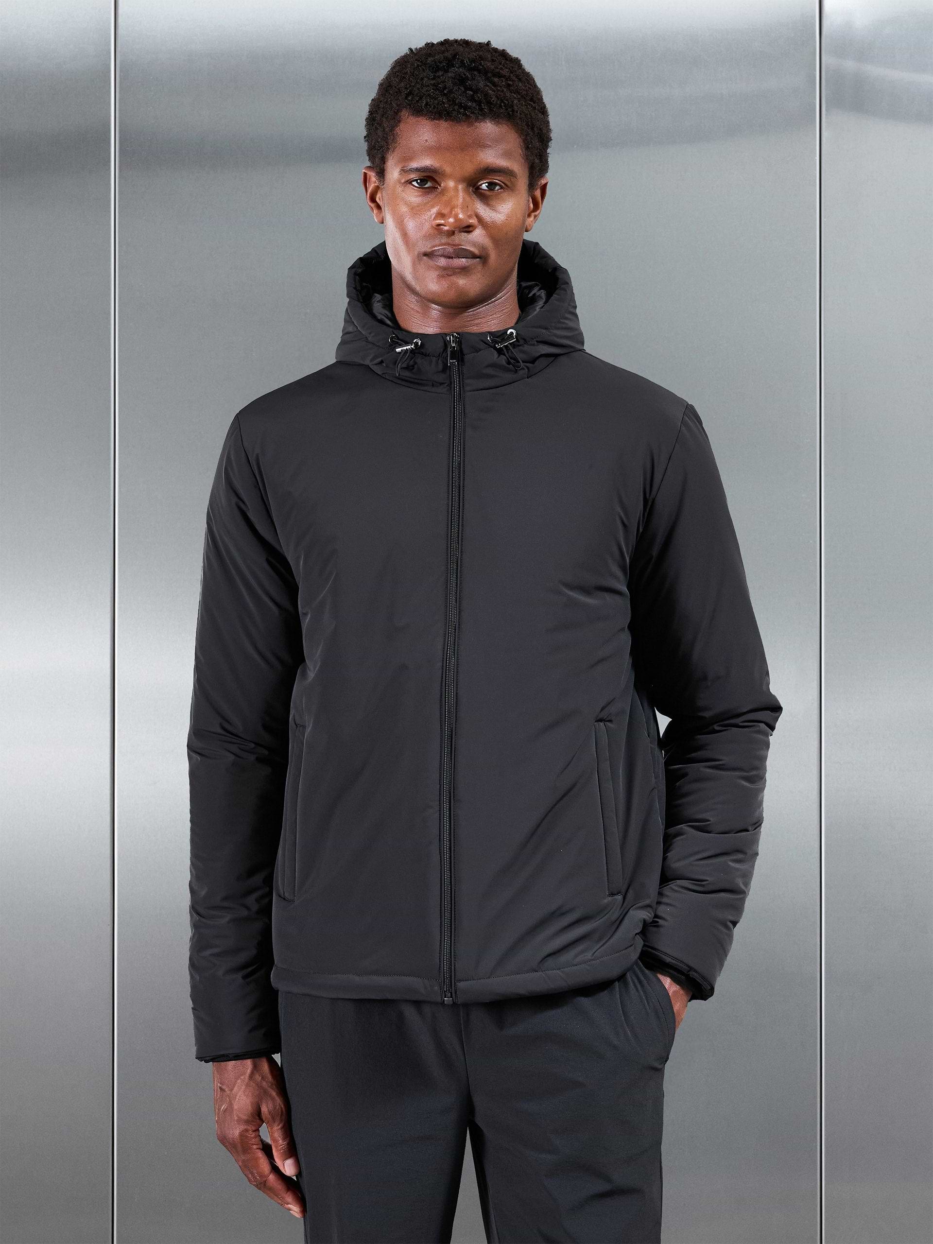 Padded Technical Shell Windbreaker in Black