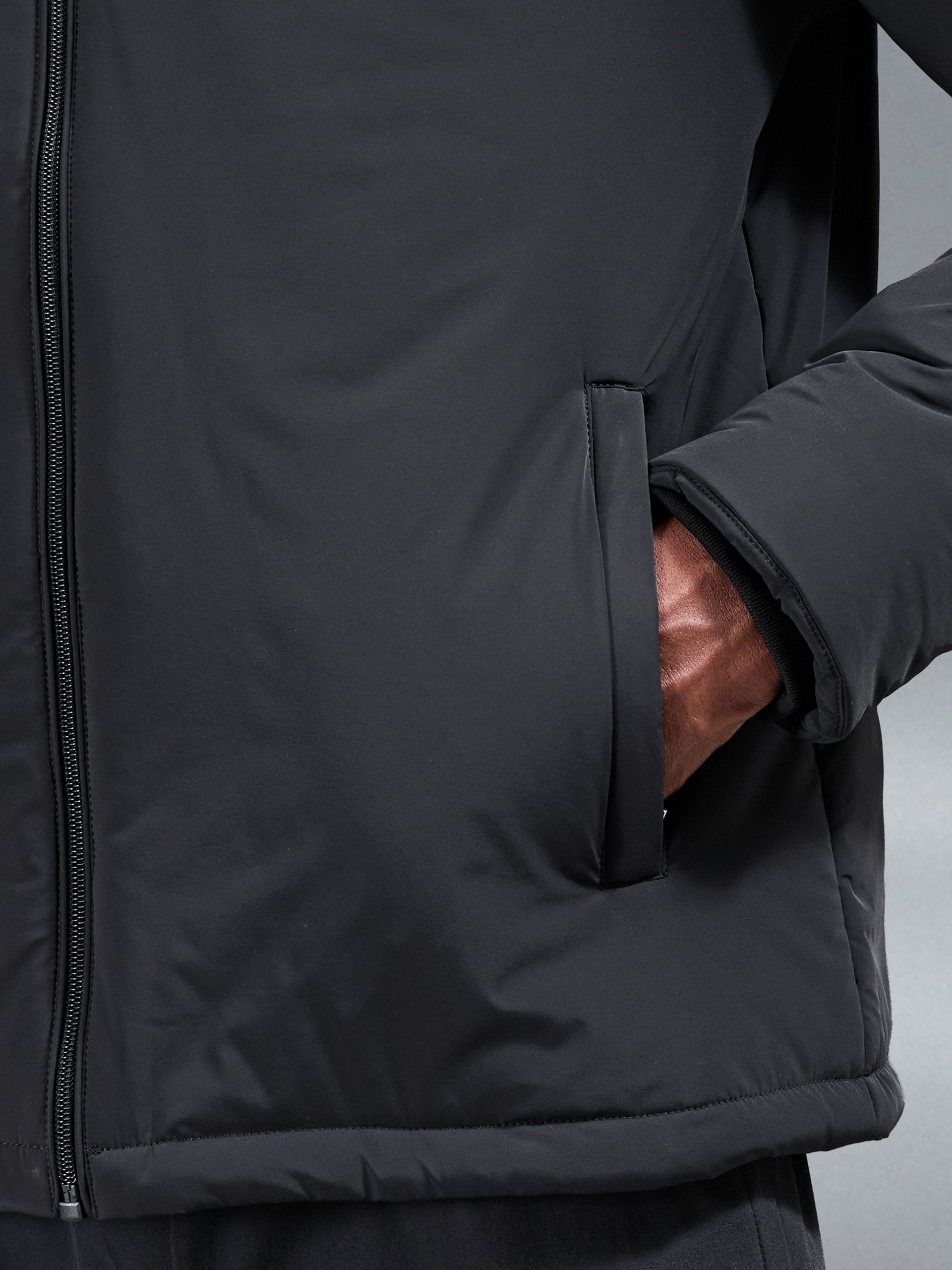 Padded Technical Shell Windbreaker in Black