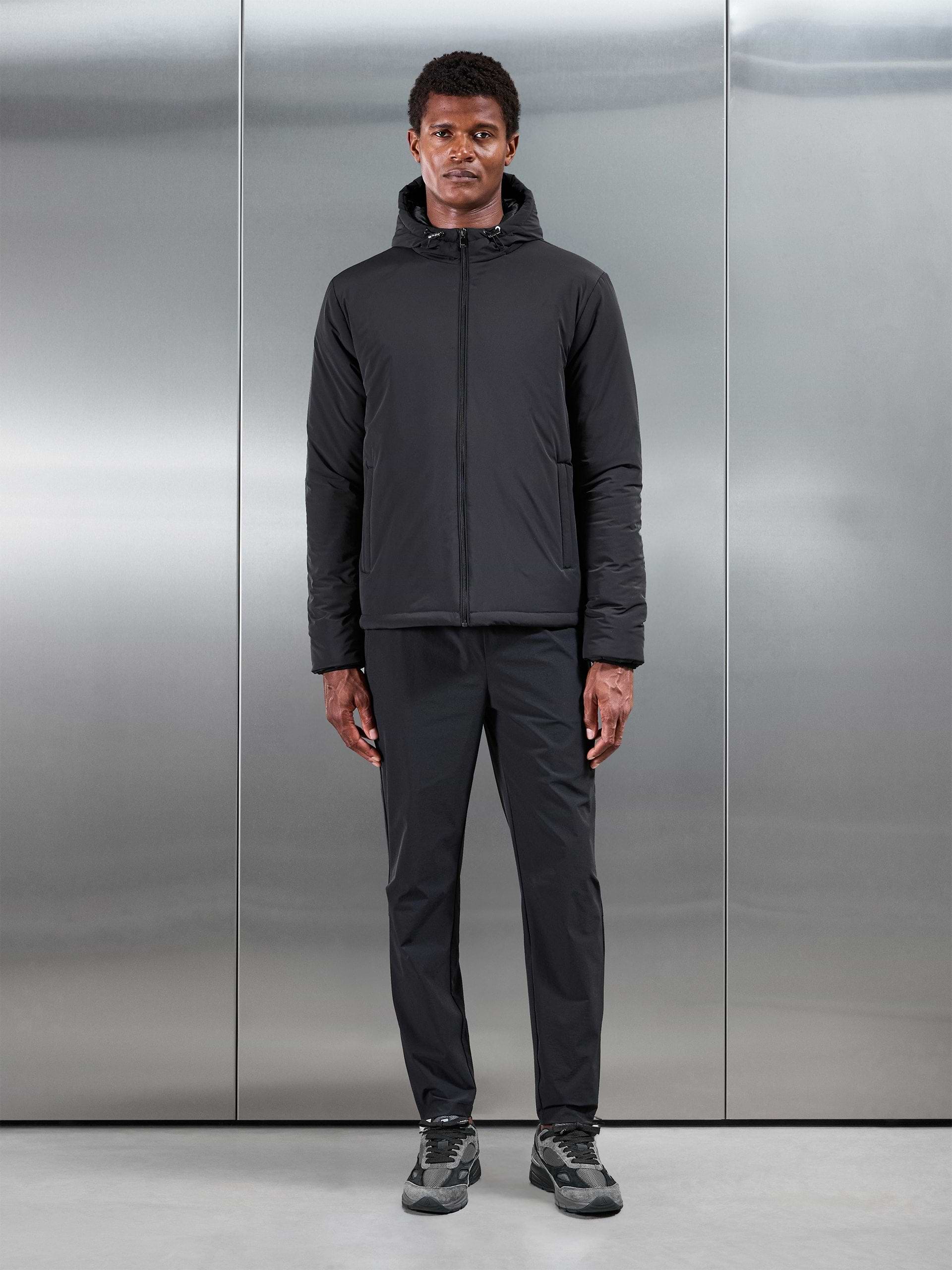 Padded Technical Shell Windbreaker in Black