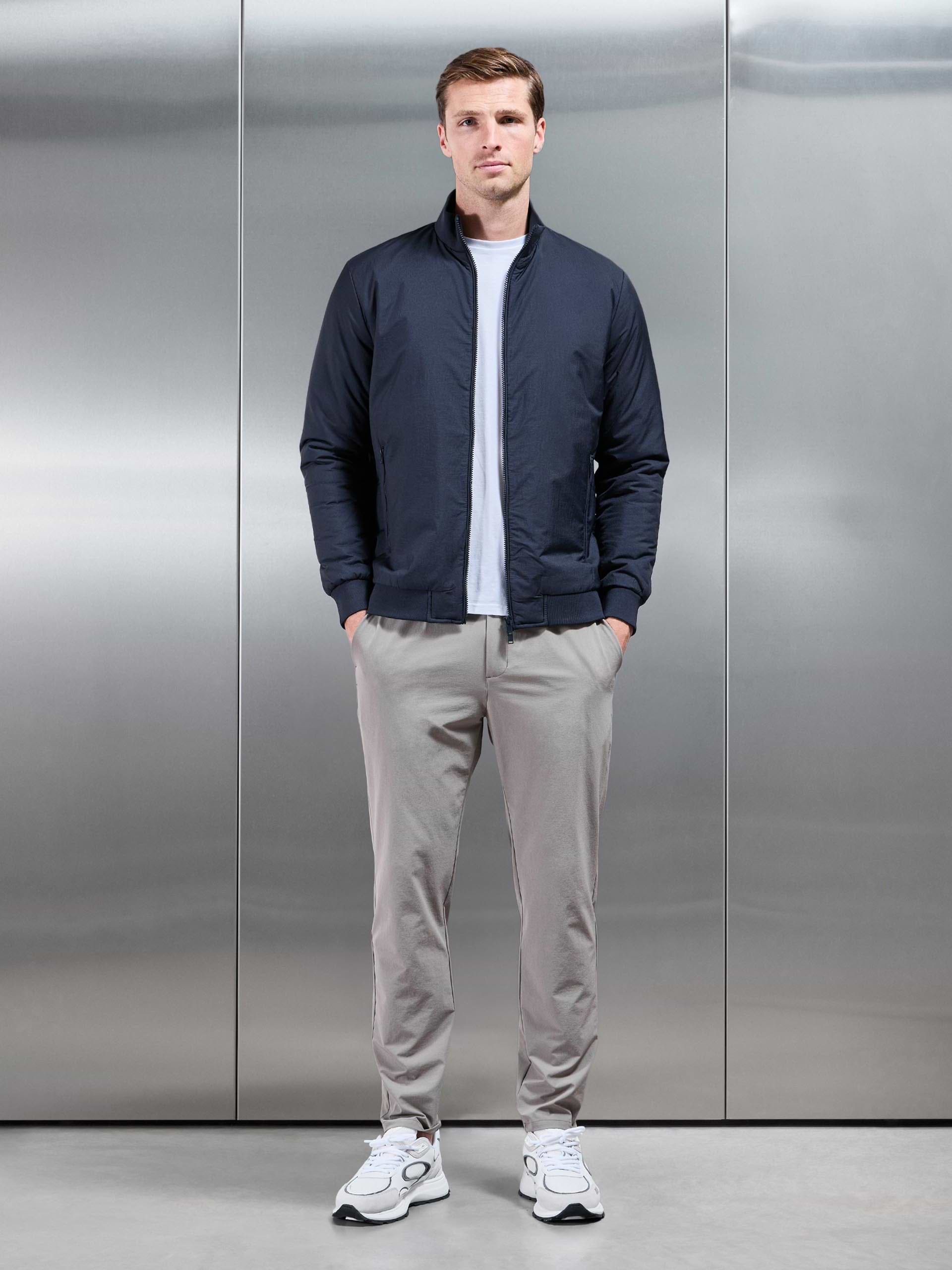 Padded Shell Funnel Neck Jacket in Navy