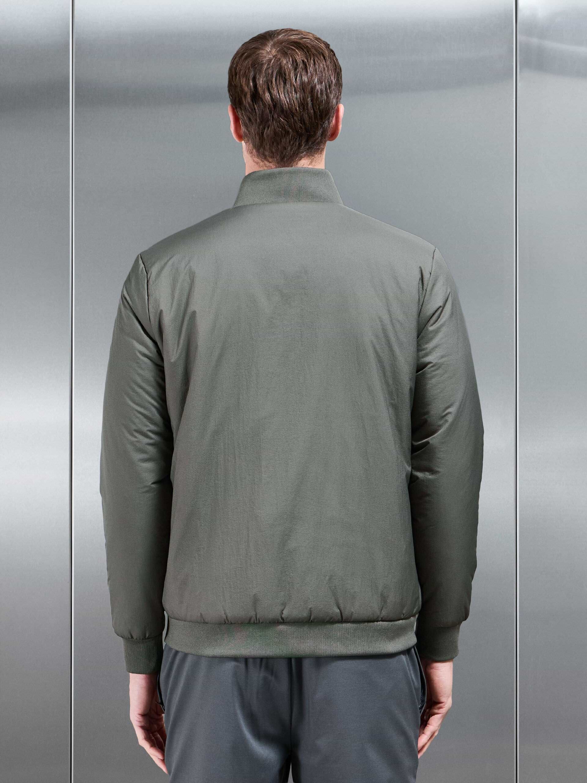 Padded Shell Funnel Neck Jacket in Olive