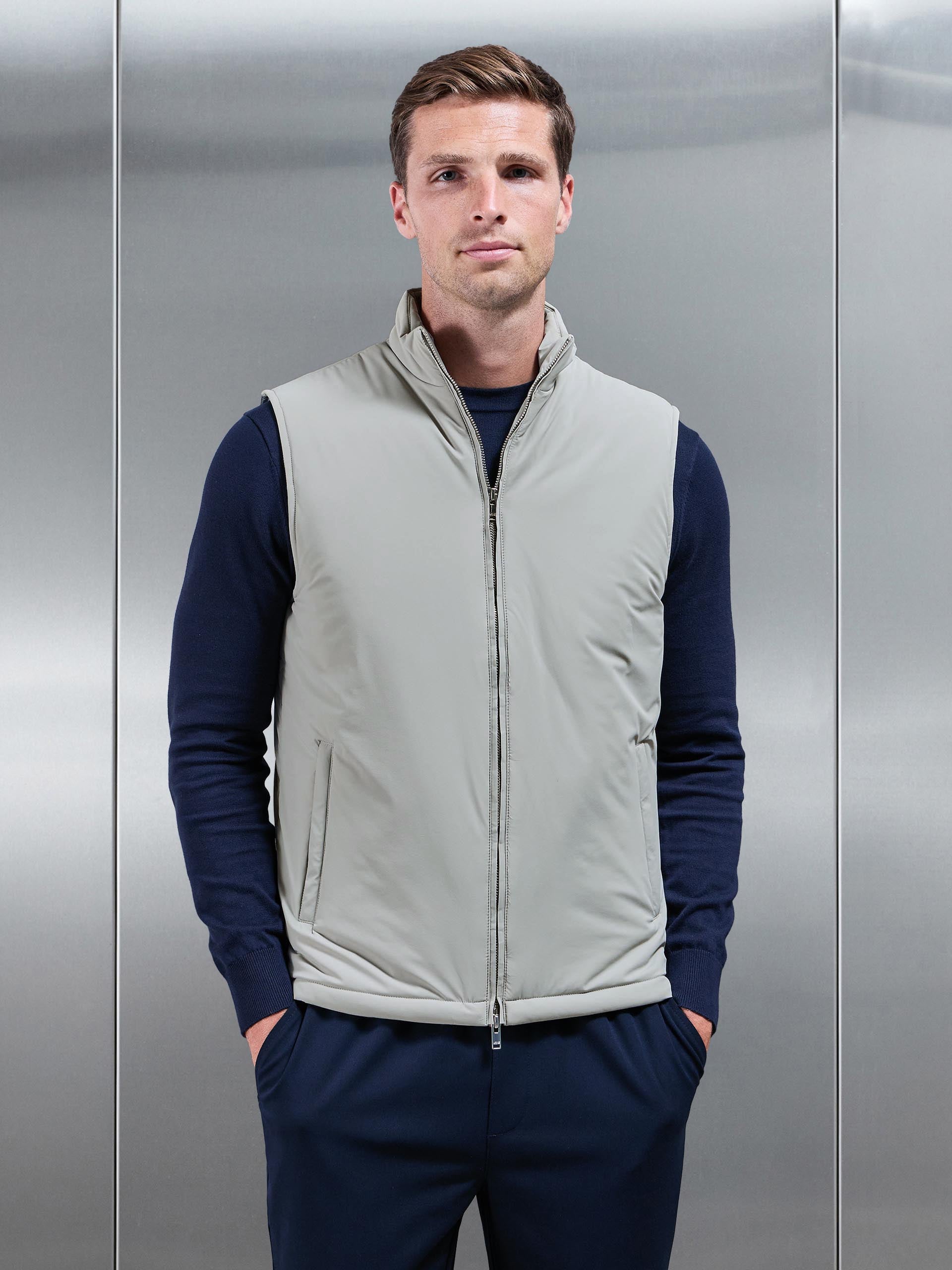 Padded Shell Gilet in Stone