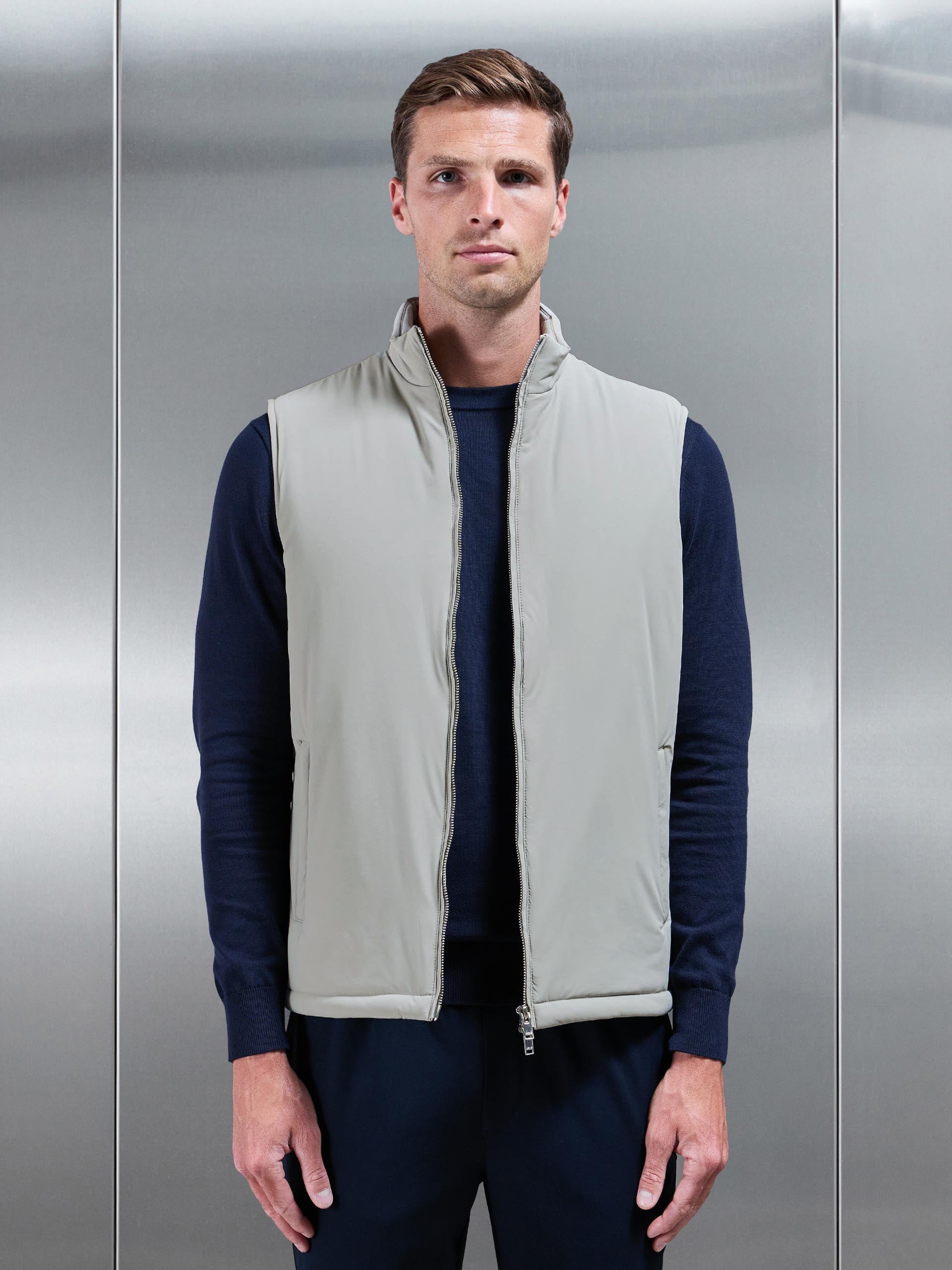Padded Shell Gilet in Stone