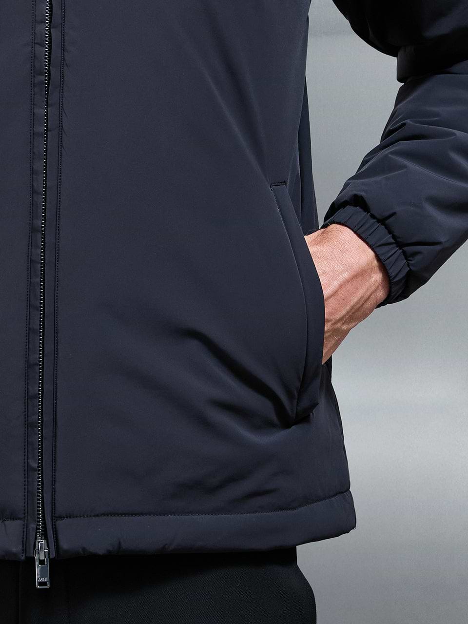 Padded Shell Zip Through Jacket in Black