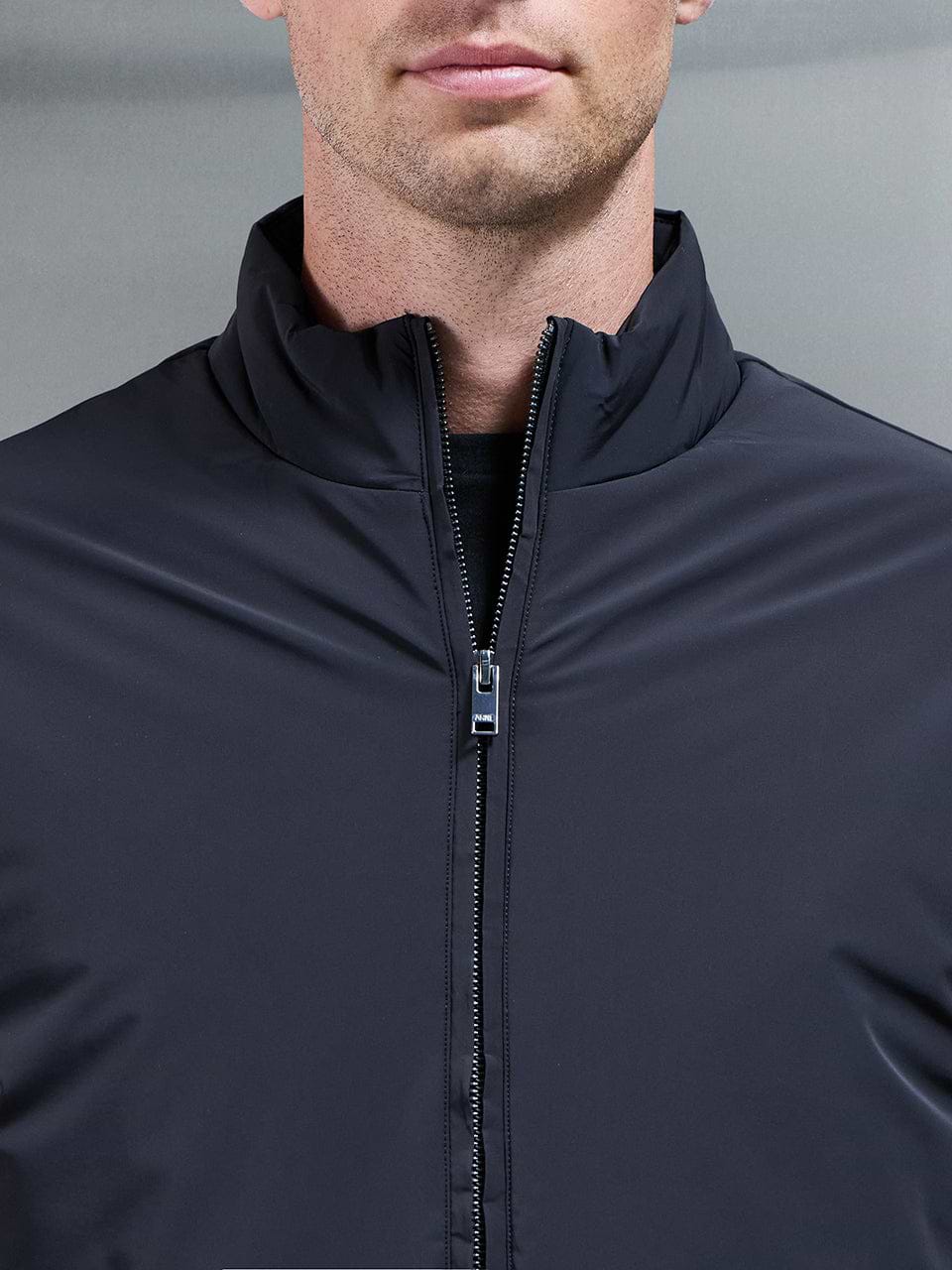 Padded Shell Zip Through Jacket in Black